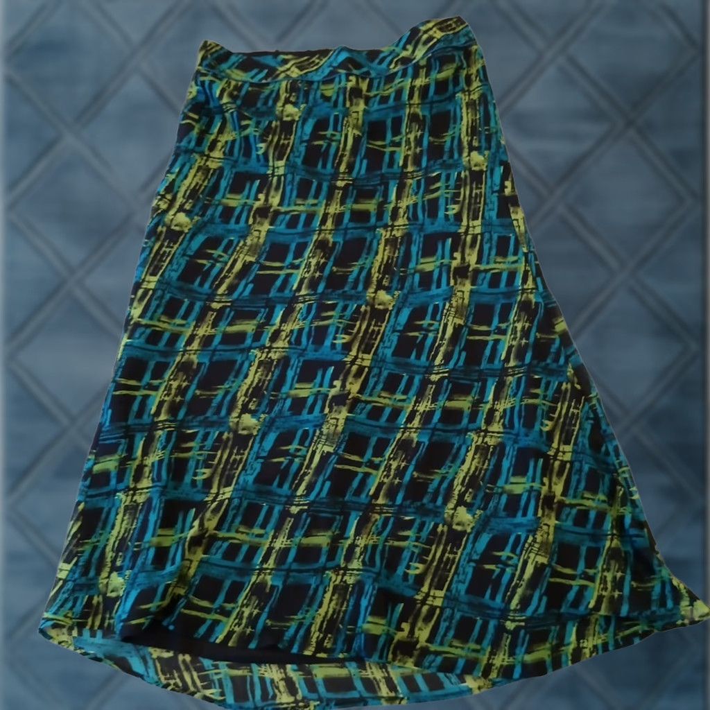 Vintage Cato Skirt Womens Plus 14W Long Maxi Geometric Blue Green Lined Pull On XS? Size 36" / US 14 / IT 50 - 1 Thumbnail