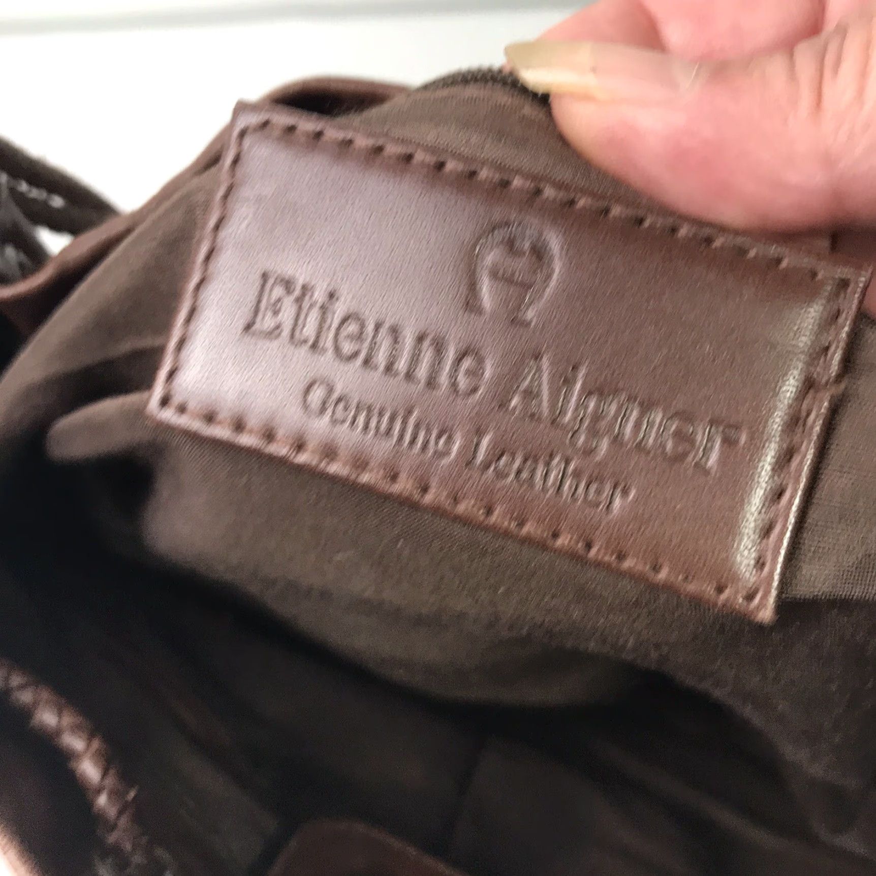 Etienne Aigner VINTAGE Etienne Aigner Brown Leather Shoulder Bag Medium with Braided Drawstring, Business Casual Travel, Womens Size ONE SIZE - 5 Thumbnail