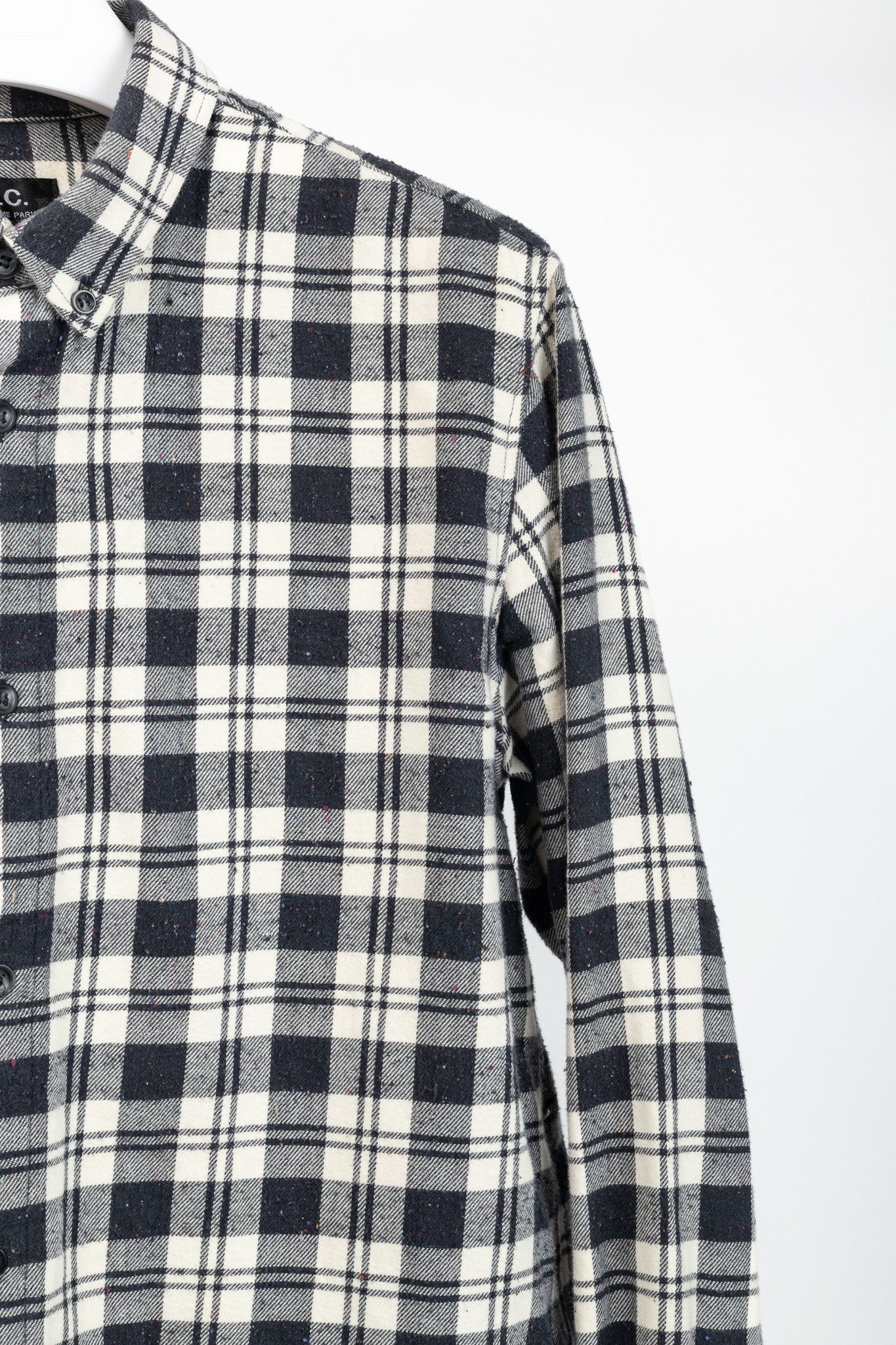 A.P.C. A.P.C. Navy & White Plaid-Flannel Buttoned Shirt Size US M / EU 48-50 / 2 - 5 Thumbnail