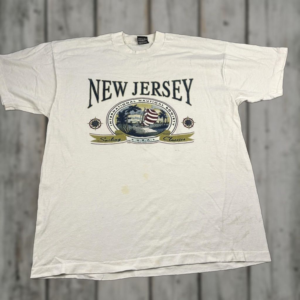 Fruit Of The Loom VINTAGE New Jersey Shirt Mens XL White Sailing Nautical Tourist Graphic 90s Size US XL / EU 56 / 4 - 1 Thumbnail