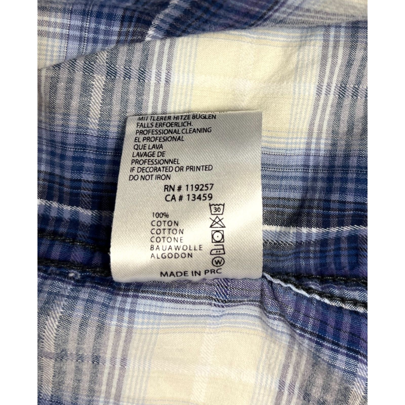 Vintage Christian Audigier Shirt Plaid Long Sleeve Button-Up Pearl Snap Western Mens M Blue Cotton Slub Pocketed Size US M / EU 48-50 / 2 - 7 Thumbnail