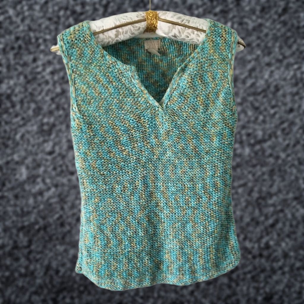 Vintage Sigrid Olsen Sport Tank Top Womens Medium Split Neck Sleeveless Knit Blue Green V-Neck Sleeveless Pullover Casual Size M / US 6-8 / IT 42-44 - 1 Thumbnail