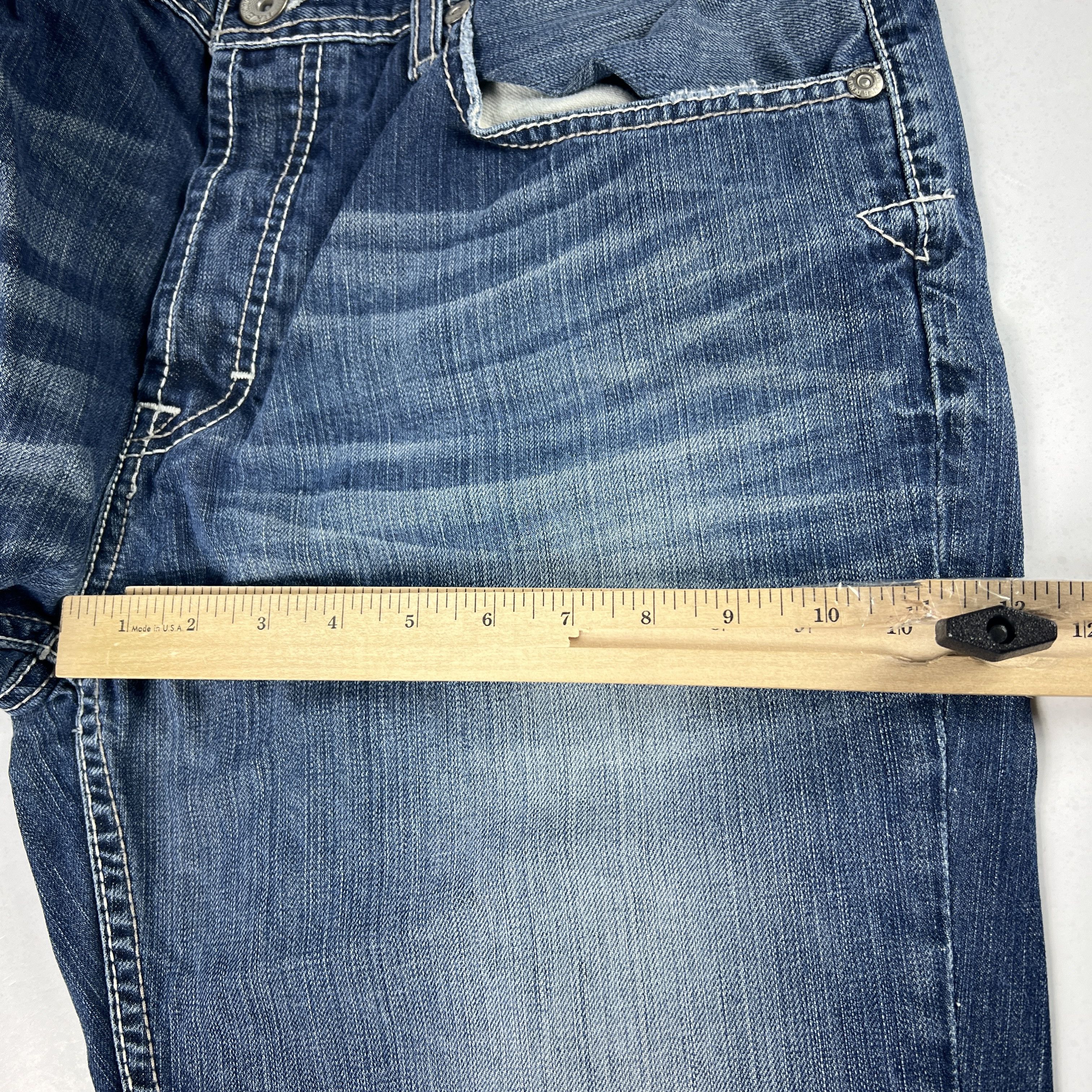 BKE BKE Jeans Long Derek Straight Blue Faded Whisker Denim Size US 37 - 20 Thumbnail