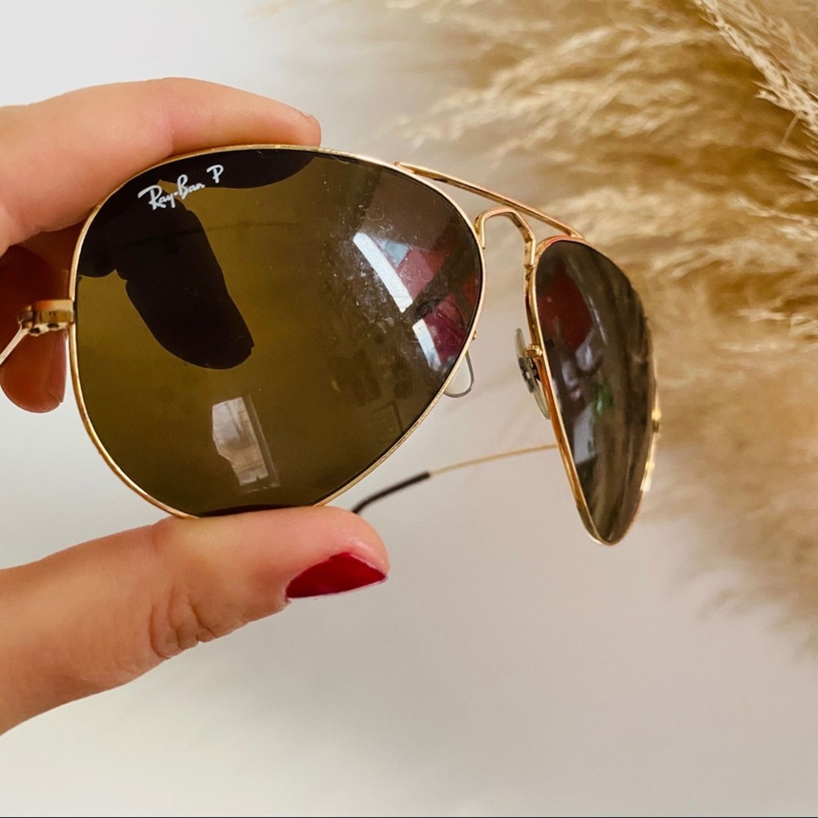 RayBan RAY BAN Gold Metal Brown Smoke Lenses Aviators Sunglasses Size ONE SIZE - 3 Thumbnail