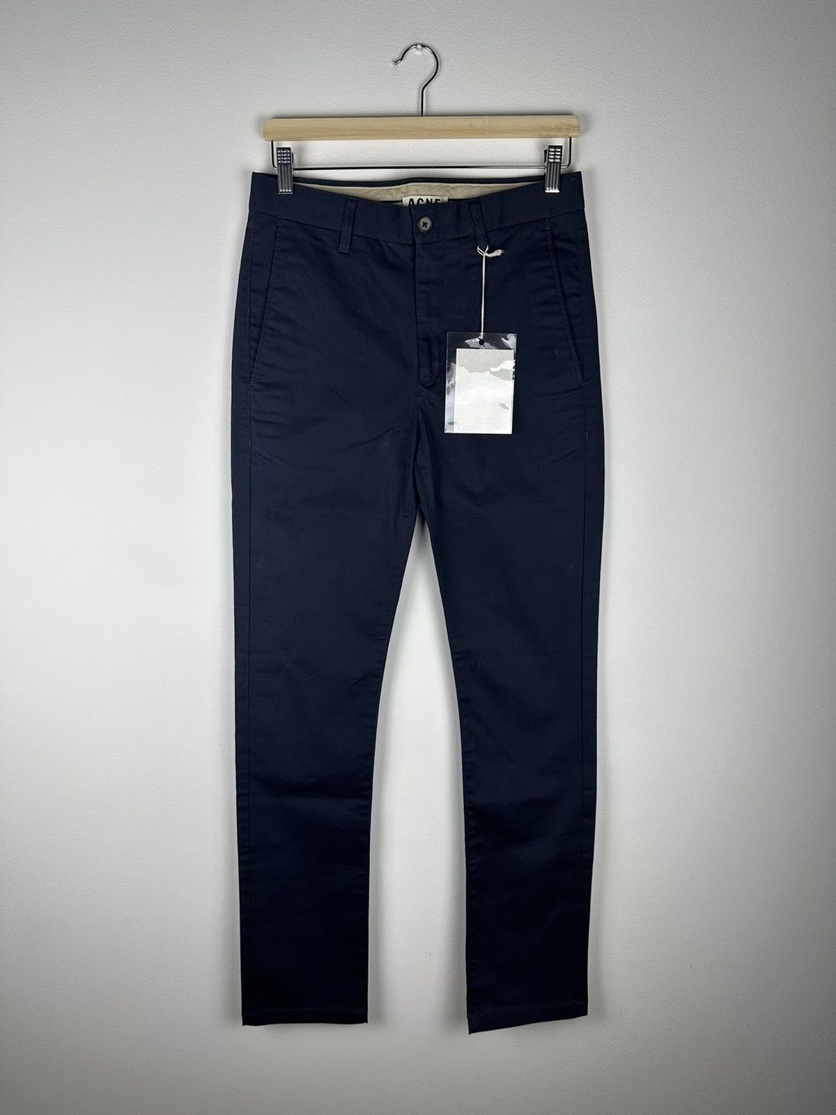 image of New Acne Studios Roc Satin Pants Trousers in Navy, Men's (Size 30)