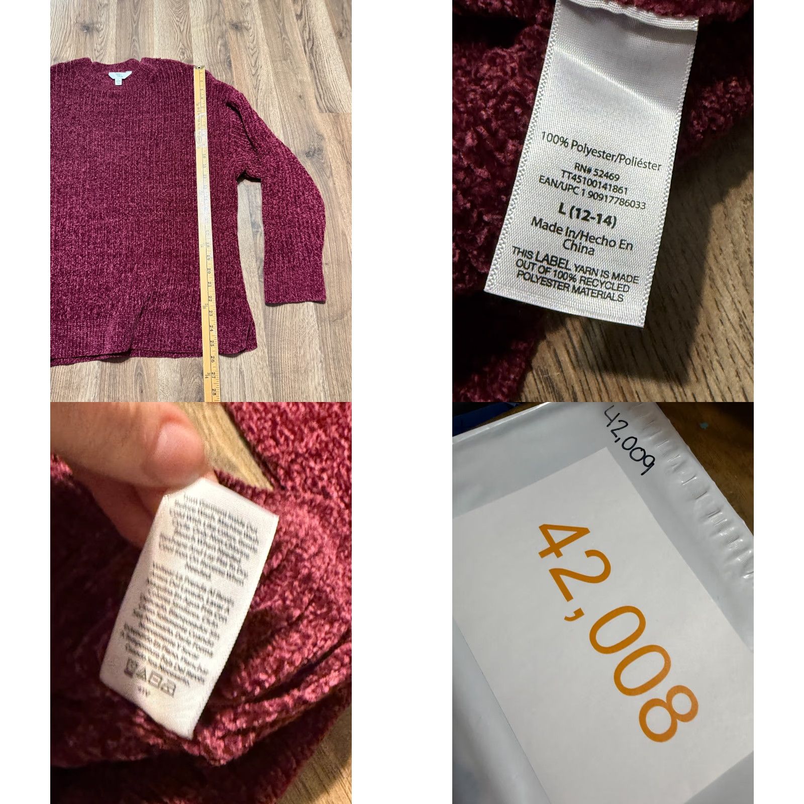 Vintage Time & Tru Sweater Women's Large Purple Crewneck Knit Pullover Size L / US 10 / IT 46 - 8 Thumbnail