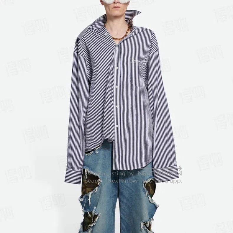 Balenciaga Balenciaga Striped Loose Shirt Size US XXS / EU 40 - 2 Thumbnail