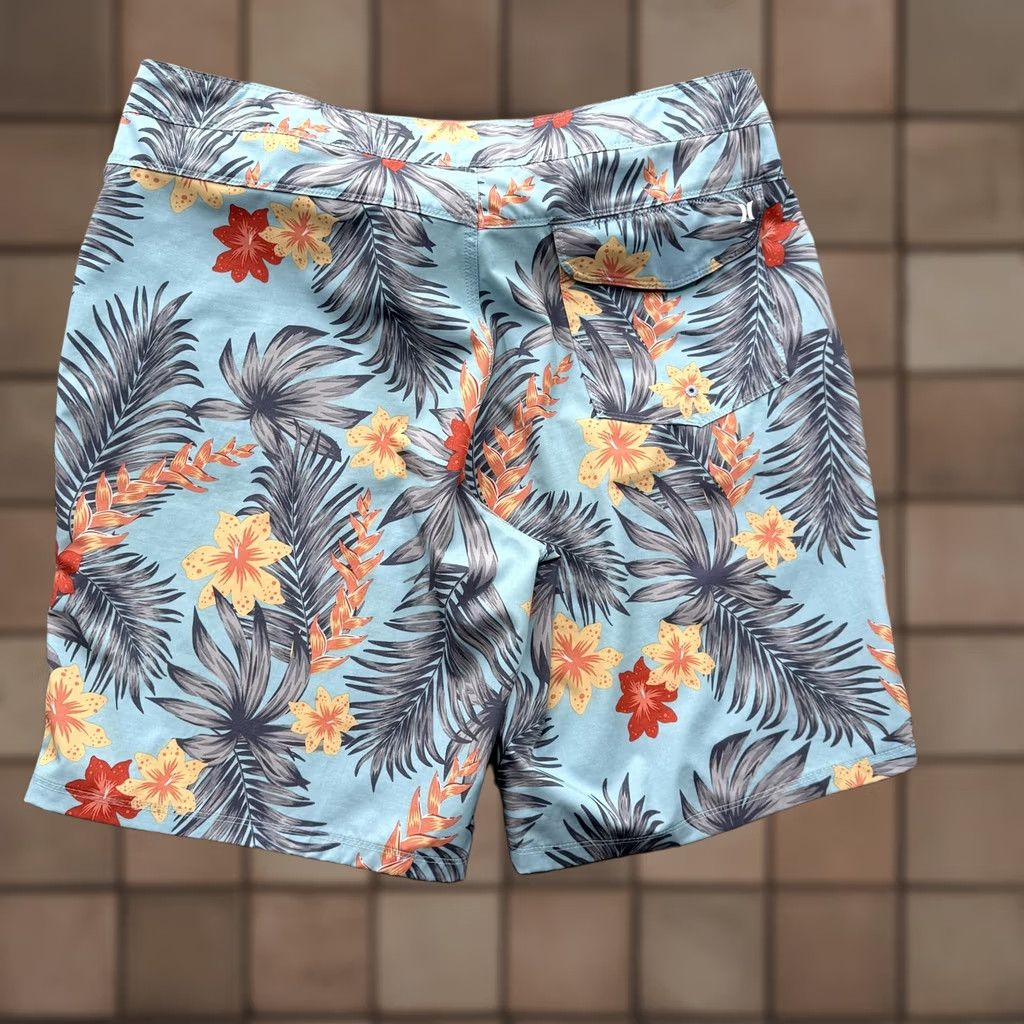 Hurley Hurley Mens Board Shorts 36 Blue Tropical Floral Quick Dry Stretch Surf Swim Trunks Lightweight Pockets Size US 36 / EU 52 - 1 Thumbnail