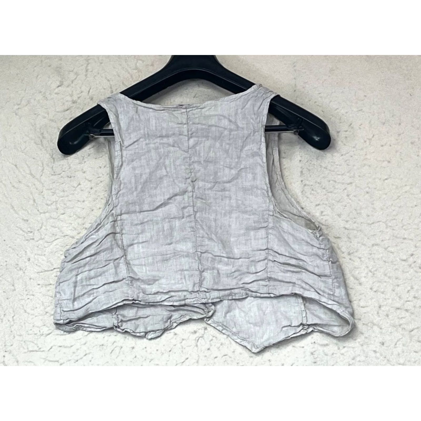 Vintage New Collection Linen Vest Style Cropped Top Beige S Women Knit? Size S / US 4 / IT 40 - 2 Thumbnail