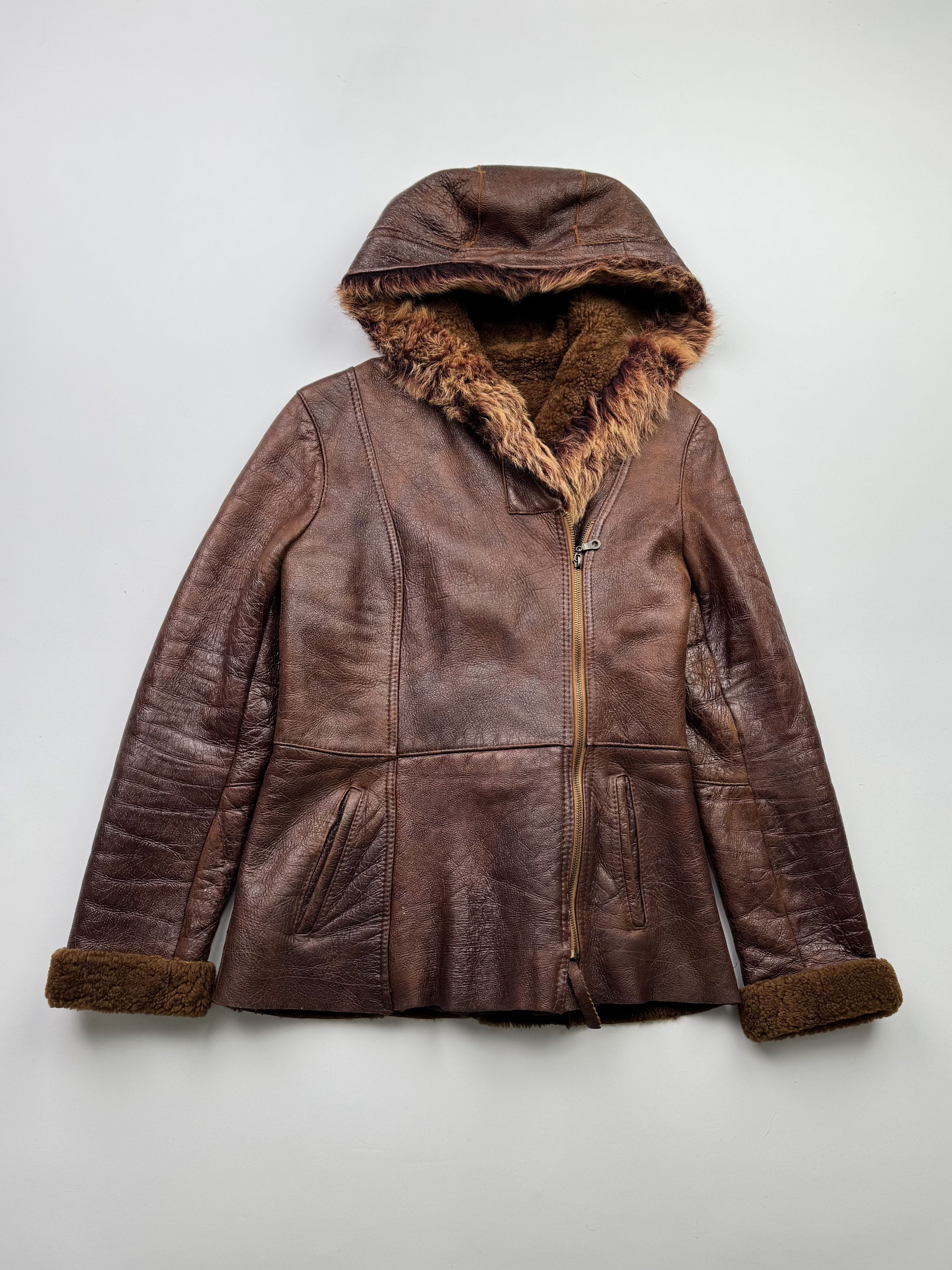 Vintage Vintage Real Sheepskin Hooded Coat B293(V85)E2 Size M / US 6-8 / IT 42-44 - 1 Thumbnail