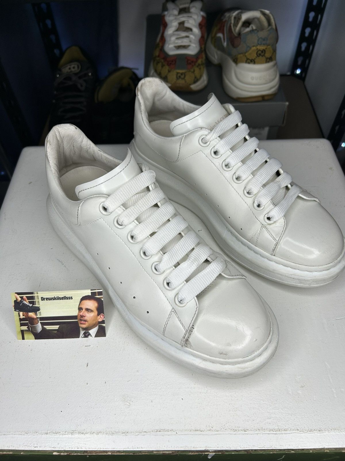 Alexander McQueen Oversized Leather White Sneakers Size 42