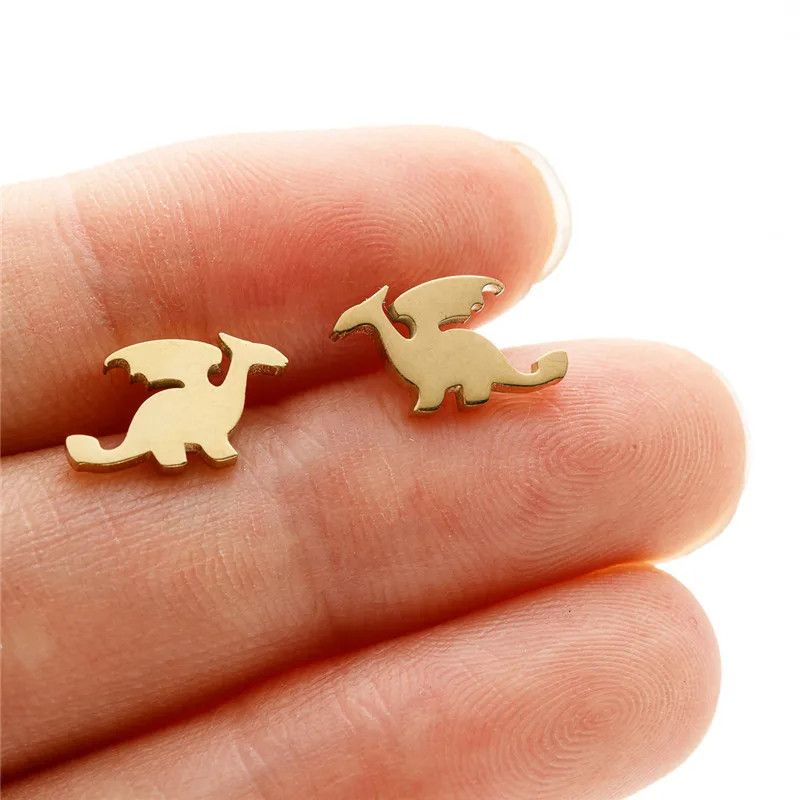 Jewelry Mini Dragon Stud Earrings Charm Earring Gift Size ONE SIZE - 2 Thumbnail