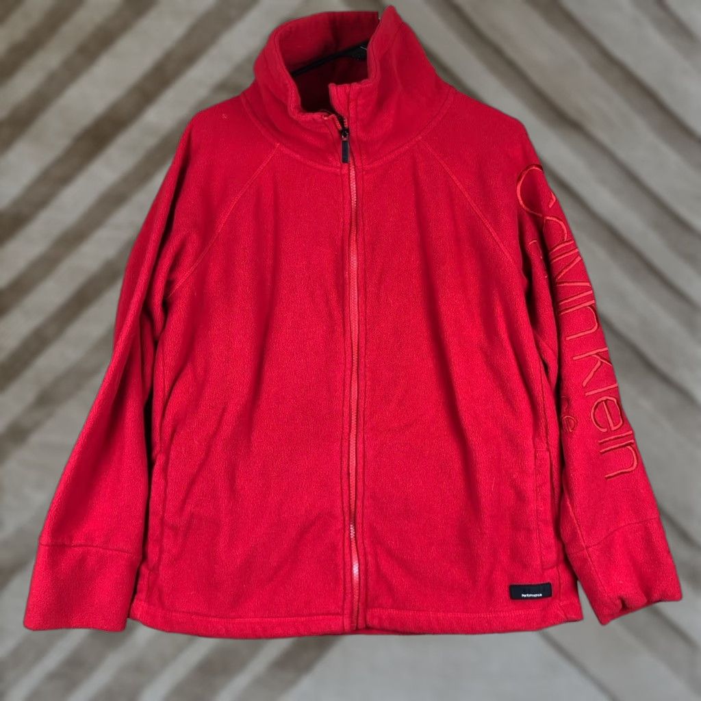 Calvin Klein Calvin Klein Womens Full Zip Performance Fleece Sweater Red Large Jacket Casual Athleisure Size L / US 10 / IT 46 - 1 Thumbnail