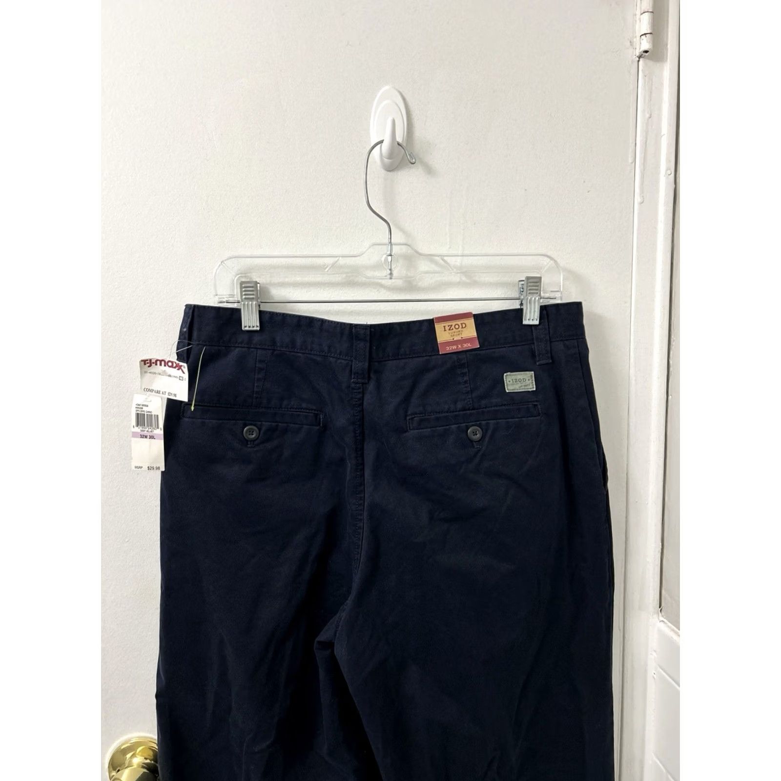 Izod VINTAGE was not in original title; IZOD Luxury Sport Officers Chinos Pants Mens 32x30 Navy Blue YKK NWT Size US 32 / EU 48 - 2 Thumbnail