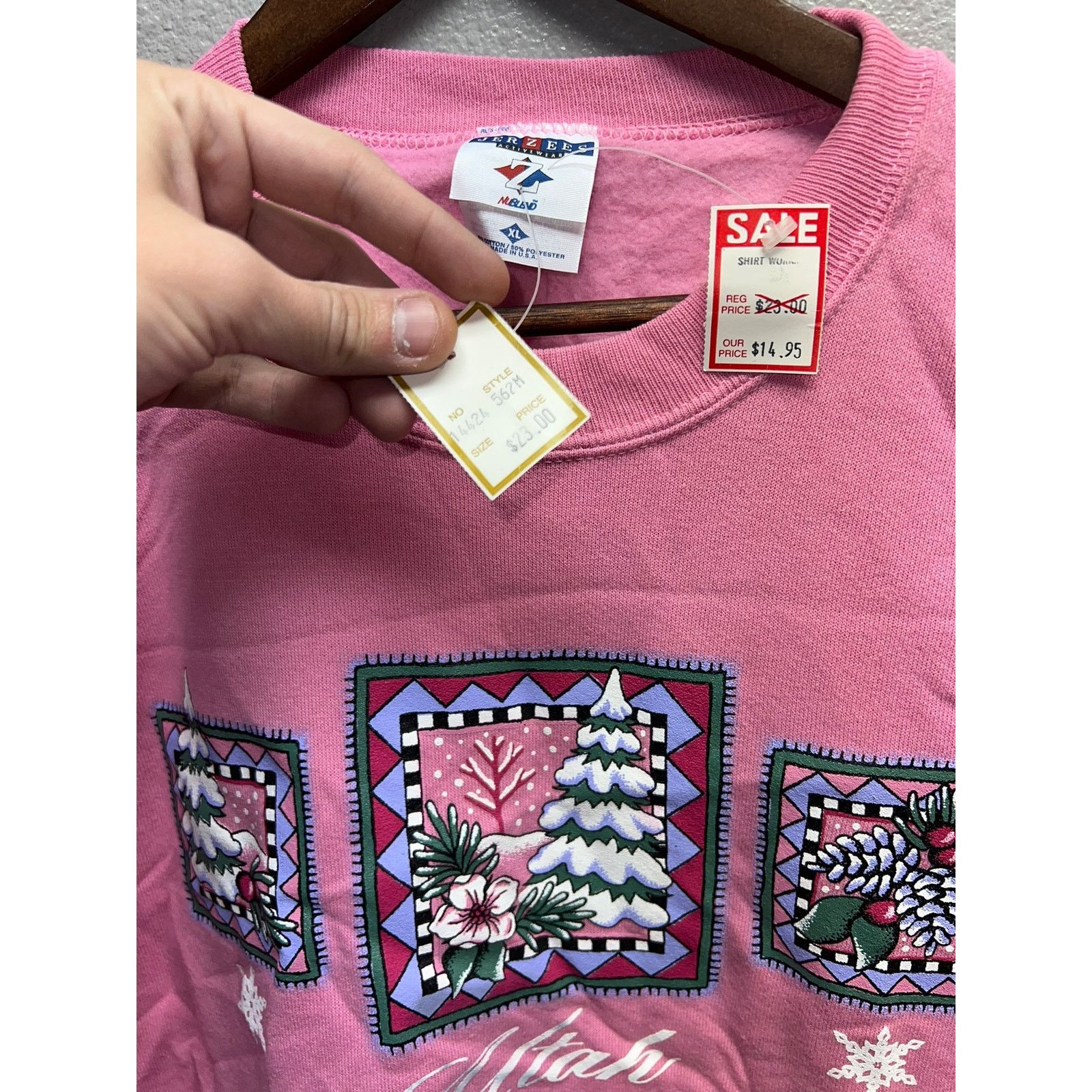 Vintage Vintage Utah Sweatshirt Winter Pink Crewneck Jerzees 90s XL Size US XL / EU 56 / 4 - 8 Thumbnail