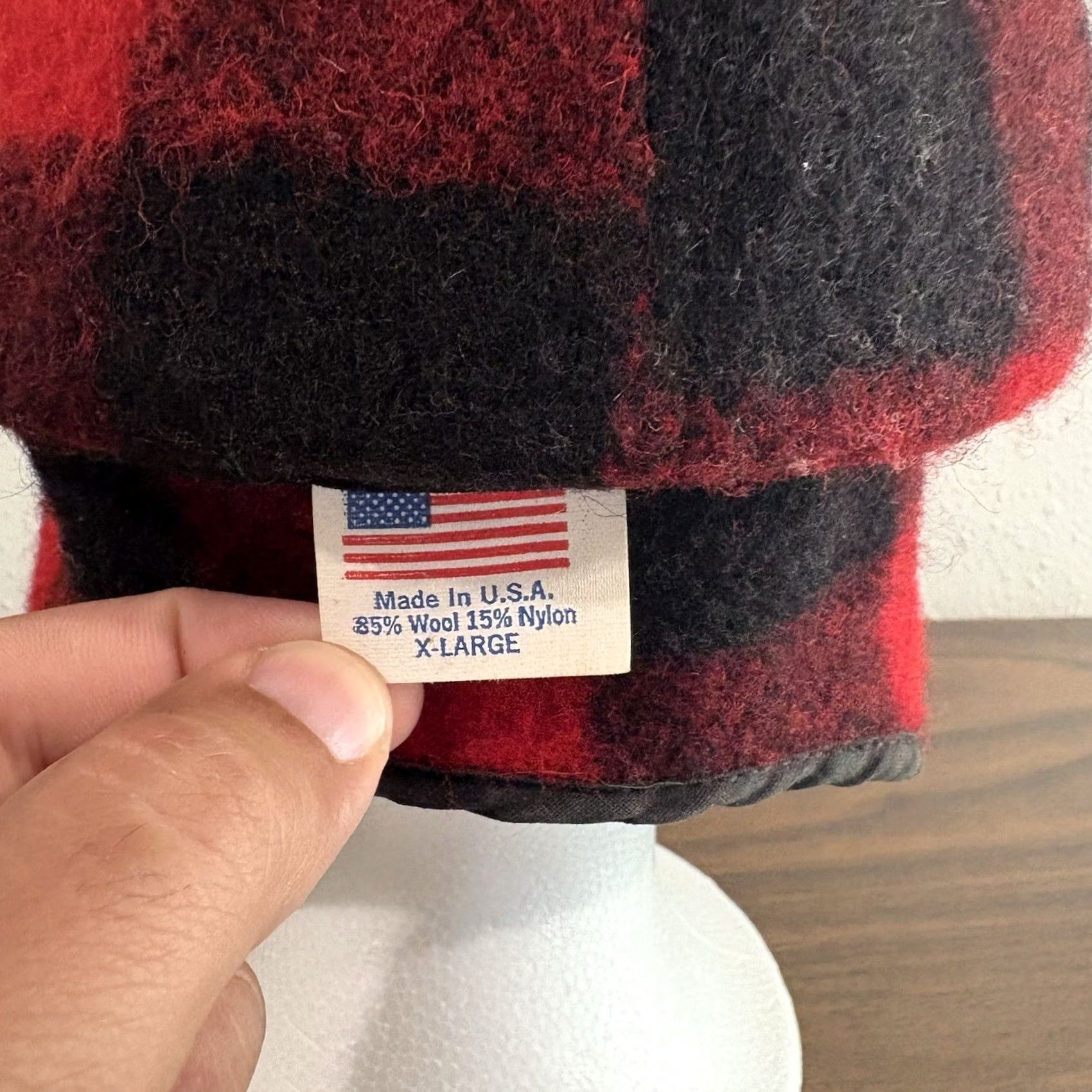 Vintage VINTAGE Buffalo Plaid Wool Winter Hat Ear-Flaps Red Black Check Size XL USA Trapper Hat Unisex Adults Size ONE SIZE - 6 Thumbnail