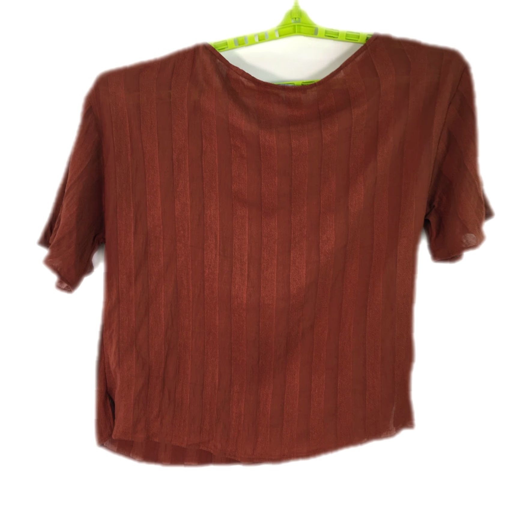 Zara Zara Womens Striped Blouse Top Rust Brown Short Sleeve Crew Neck Size Small Size S / US 4 / IT 40 - 3 Thumbnail