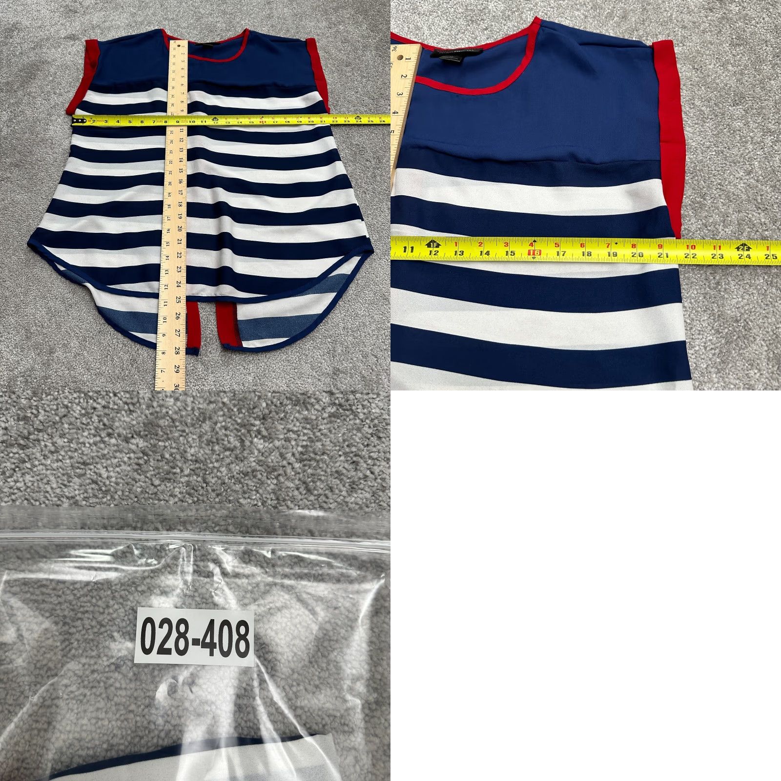 Vintage Ashley Stewart Blouse Women 12 Blue White Red Striped Sleeveless Back Slit Tunic Size XXL / US 16-18 / IT 52-54 - 8 Thumbnail