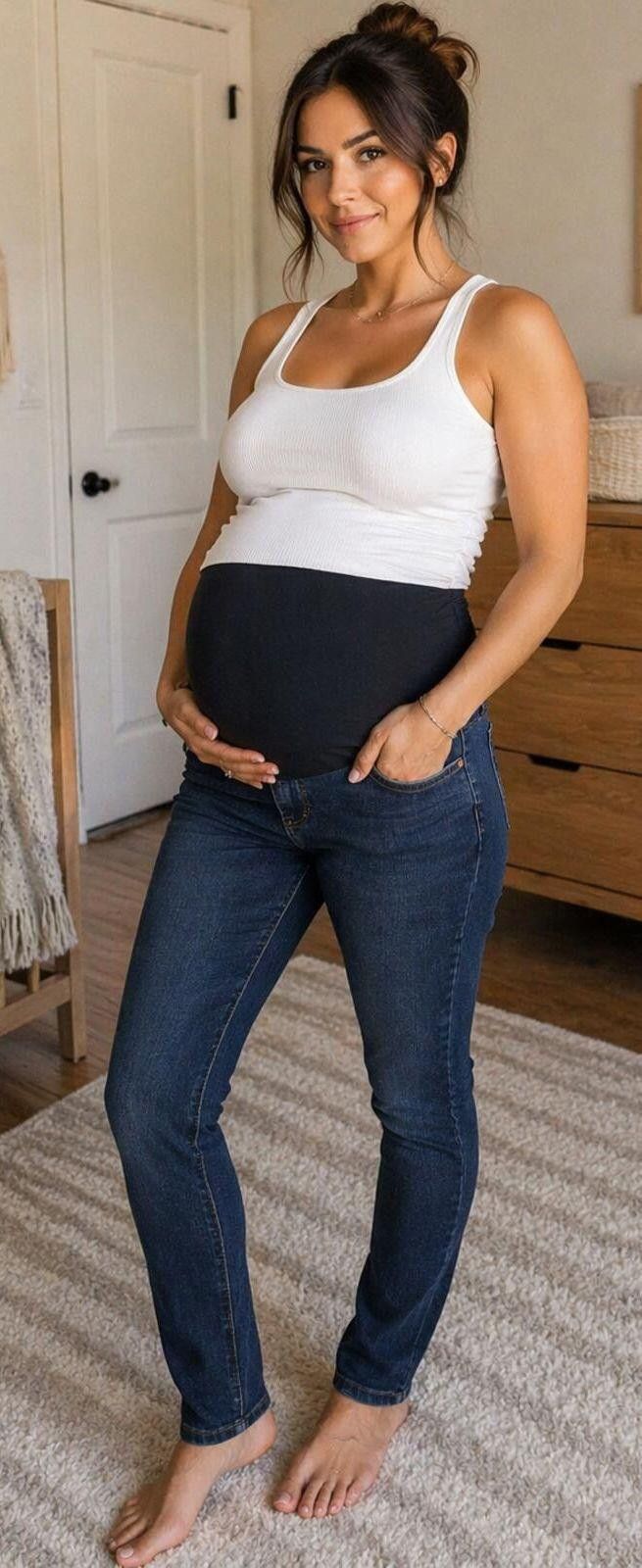 Other LOFT Maternity Dark Blue Skinny Jeans with Black Belly Band Size 30" / US 8 / IT 44 - 1 Thumbnail