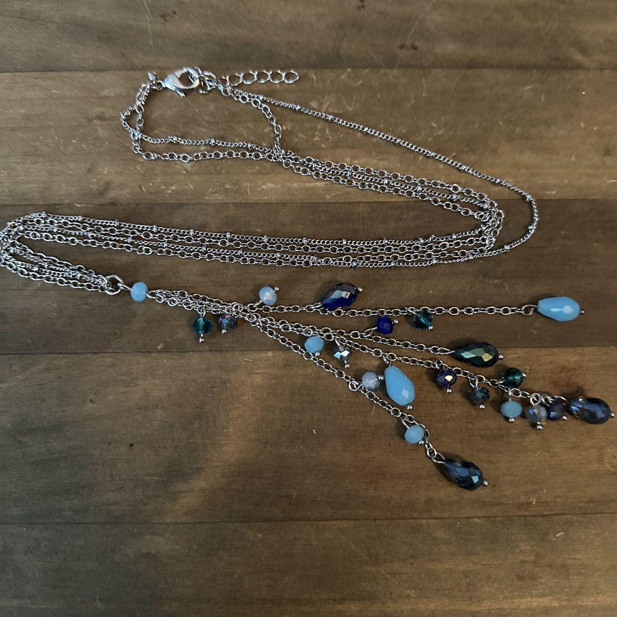 Other Silver tone double strand bead chain tassel pendant necklace Size ONE SIZE - 2 Thumbnail