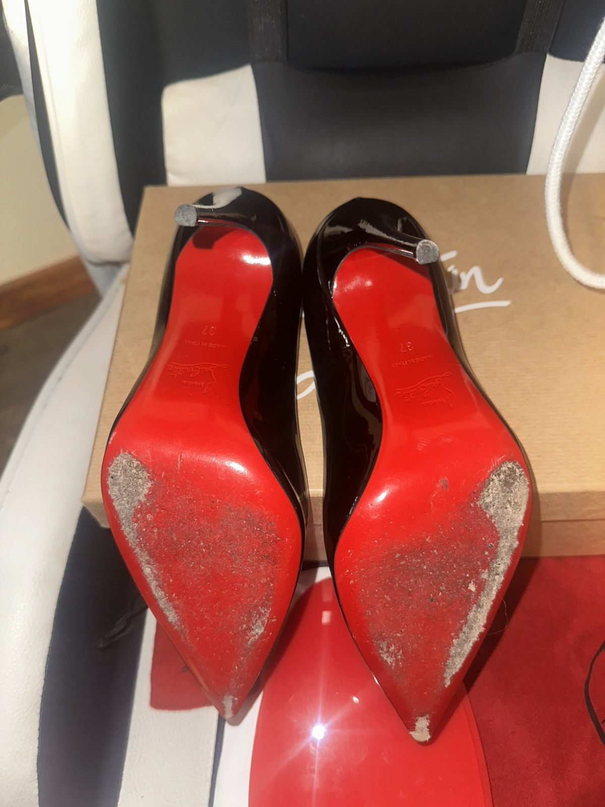 Christian Louboutin Kate 100m Black Pumps-Repair Lacquer Included**** Size US 7 / IT 37 - 4 Thumbnail