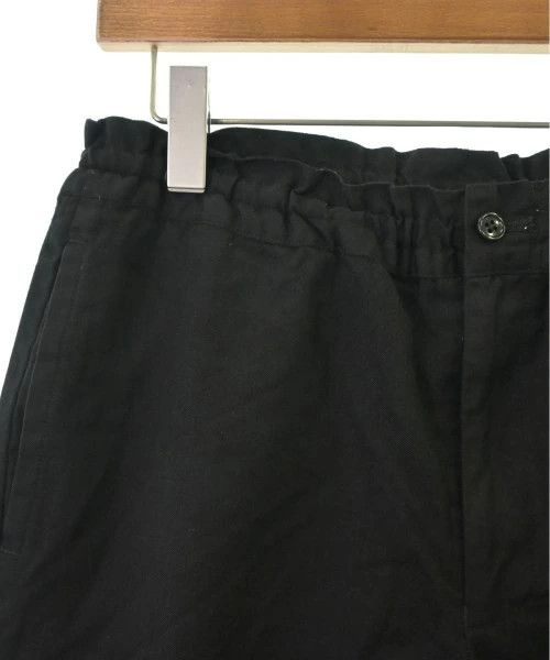 Cropped Pants Wool Rubber Waist Plain Zip Fly Black