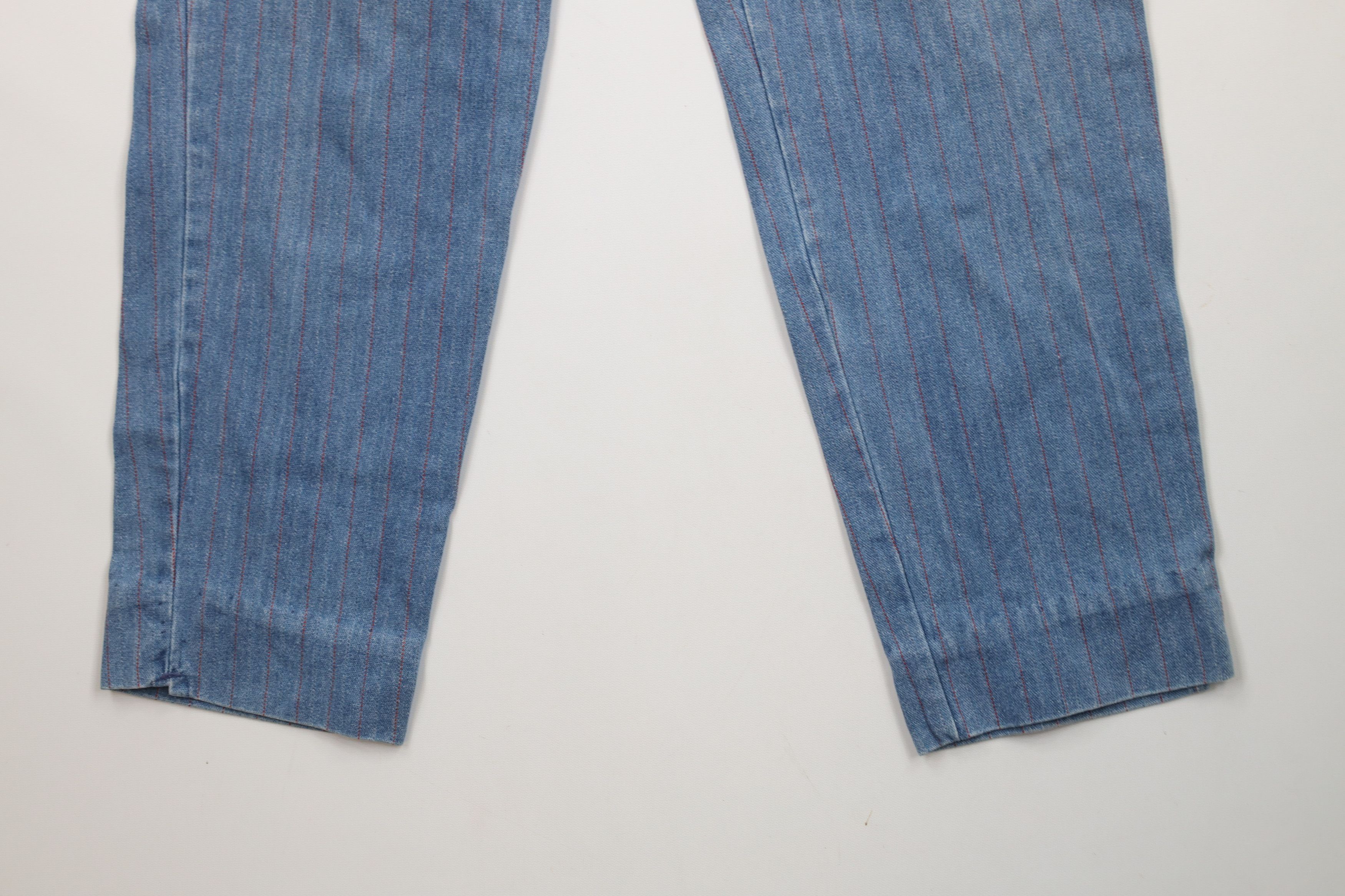 Vintage Vintage 90s Streetwear Distressed Pinstriped Denim Mom Jeans Size 34" / US 12 / IT 48 - 4 Thumbnail