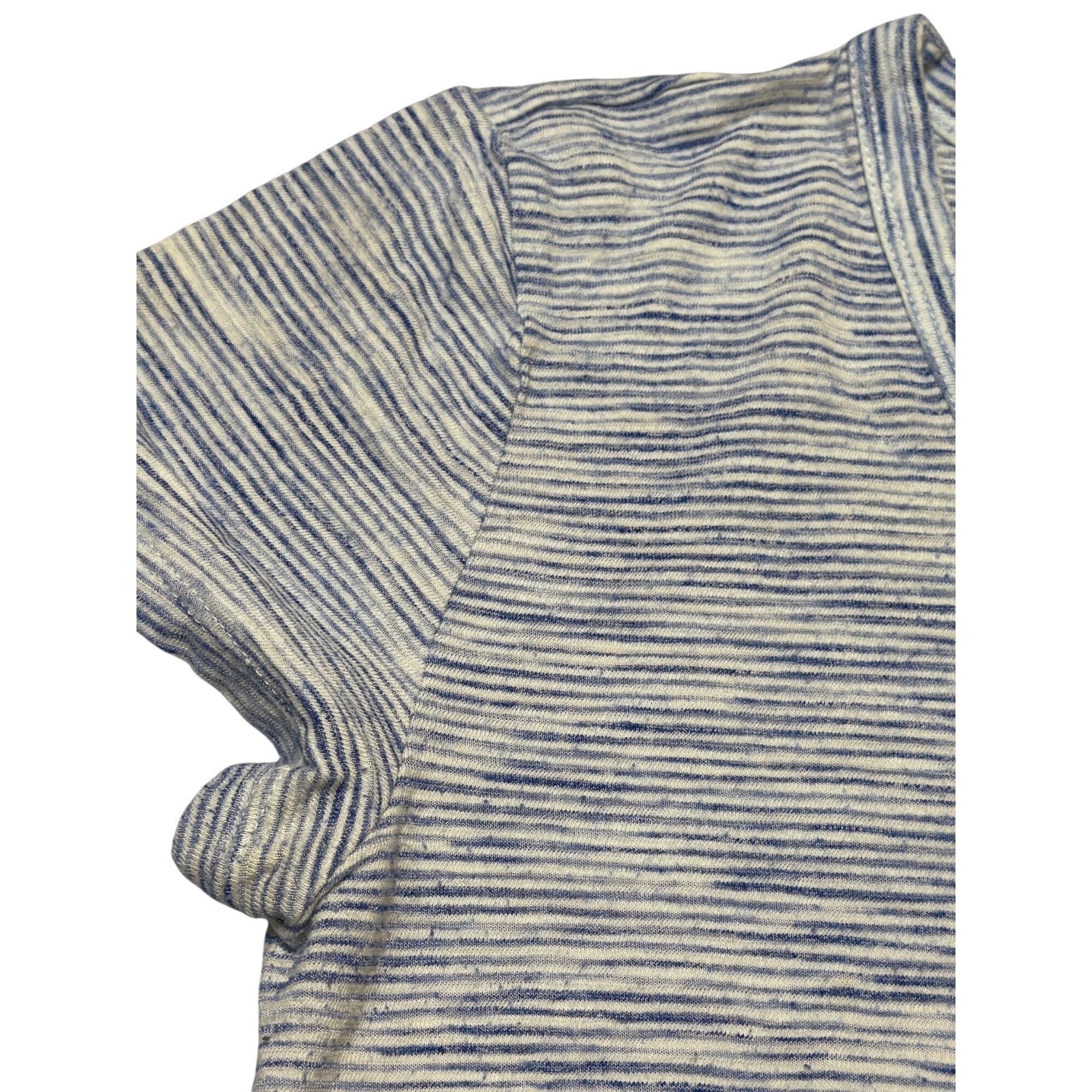 Loft Loft Blue White Striped V Neck Short Sleeve T Shirt Soft Lig Size XS / US 0-2 / IT 36-38 - 3 Thumbnail
