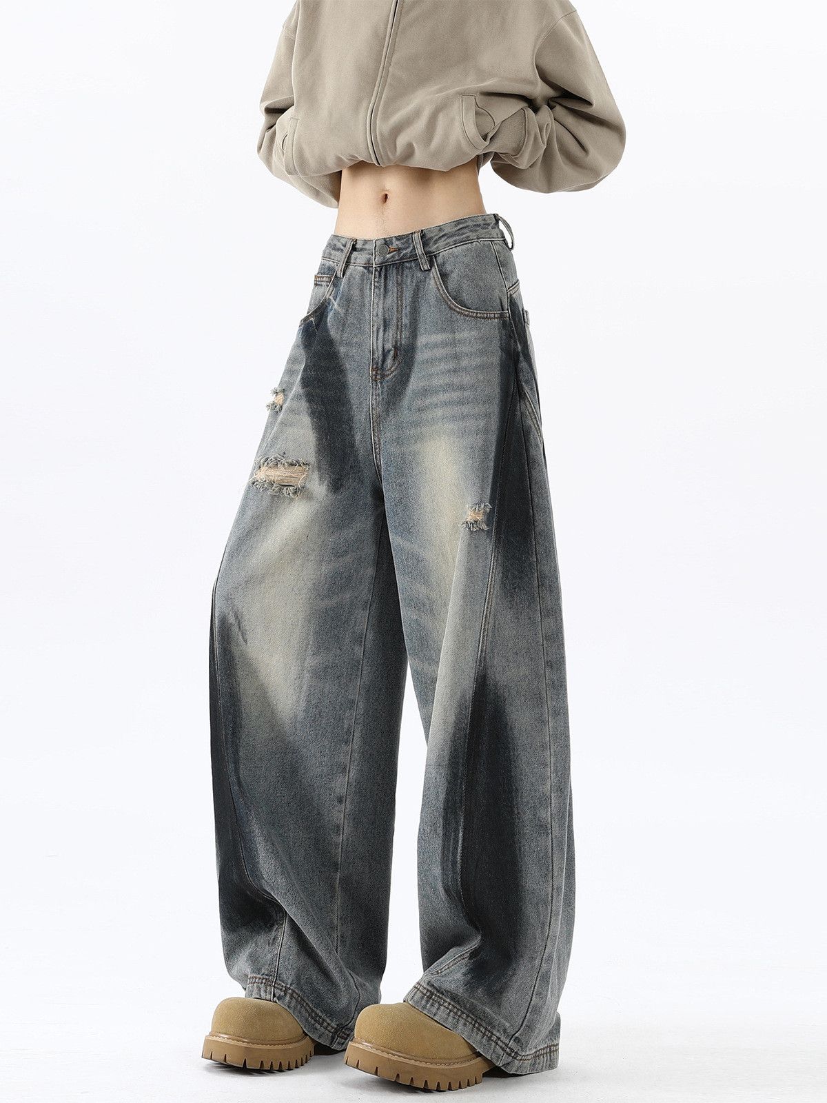 Japanese Brand American ink-splashed men's retro ripped scimitar jeans Size US 32 / EU 48 - 5 Thumbnail