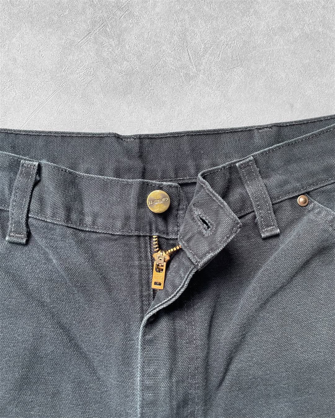 Carhartt Faded Distressed Black Carhartt Double Knee Pant B136-BLK Size US 33 - 3 Thumbnail