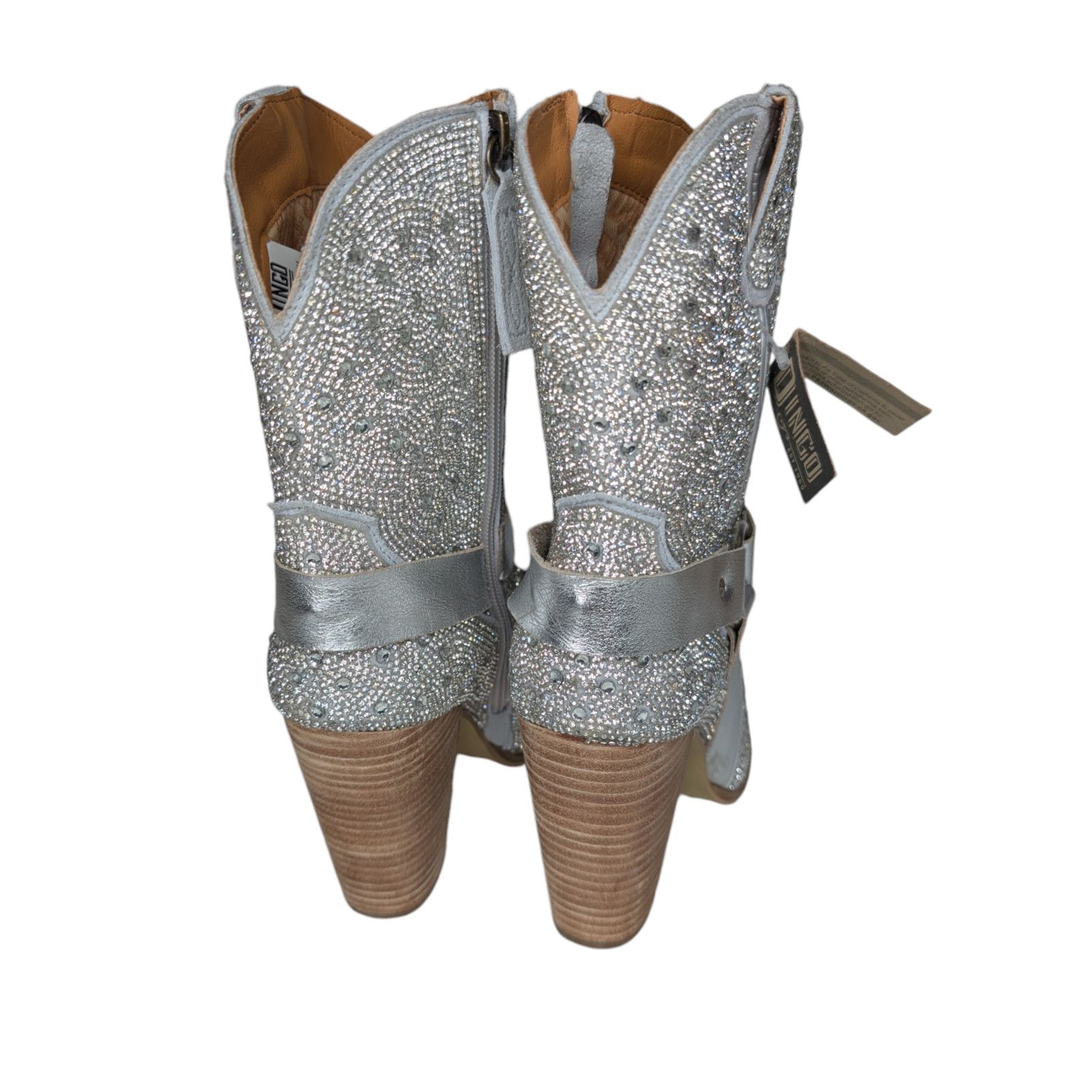 Dingo1969 Dingo Crown Jewel Silver Rhinestone Leather Harness Booties Size US 9.5 / IT 39.5 - 5 Thumbnail