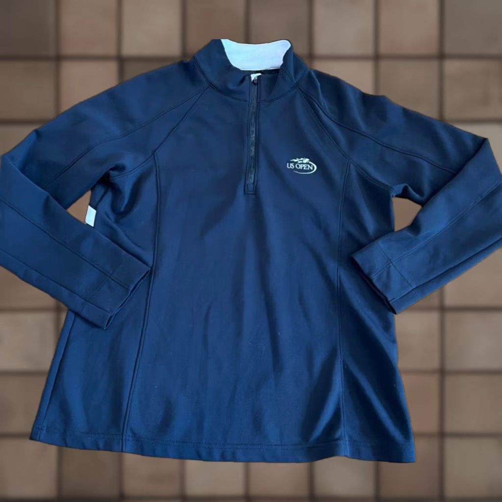 Vintage Zero Restriction Tour Series Quarter Zip Pullover Women's L Black Mock Neck Golf Tennis US Open Outdoor Activewear Size L / US 10 / IT 46 - 1 Thumbnail