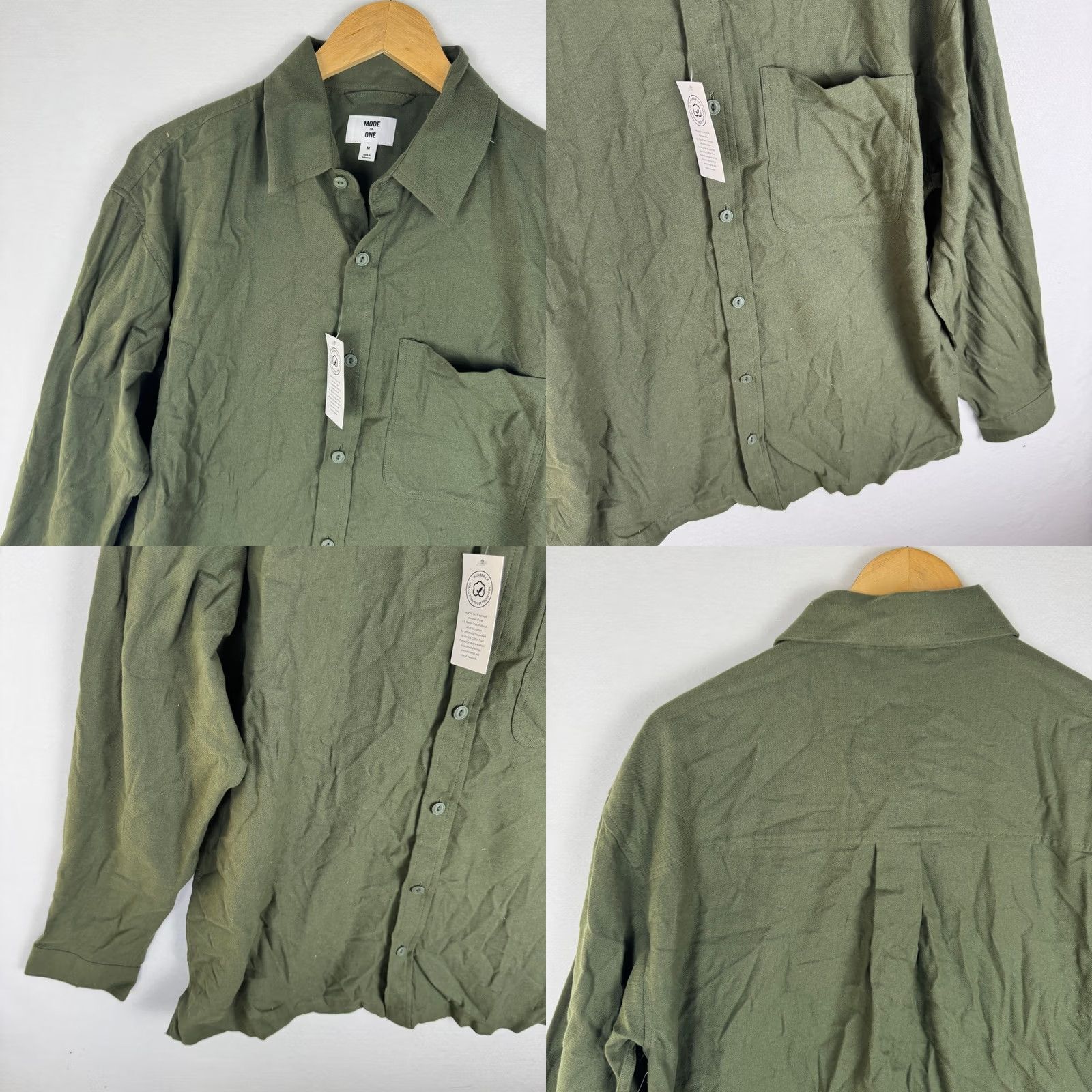 Vintage Mode of One Mens Flannel Shirt Wild Ivy Green Medium Size US M / EU 48-50 / 2 - 8 Thumbnail