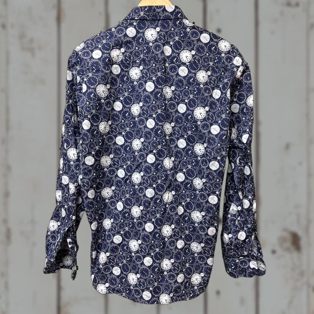 Jared Lang Jared Lang Shirt Men L Long Sleeve Button-Up Navy Geometric Clocks Casual Business Gift/Workwear Mens Size US L / EU 52-54 / 3 - 1 Thumbnail