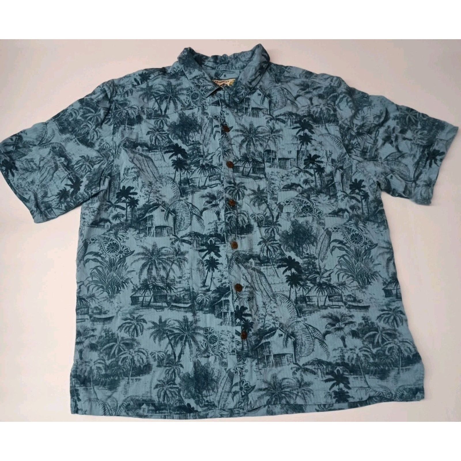 Caribbean Caribbean Joe Shirt Men's XXL Blue Tropical Button Up Rayon Size US XXL / EU 58 / 5 - 1 Thumbnail