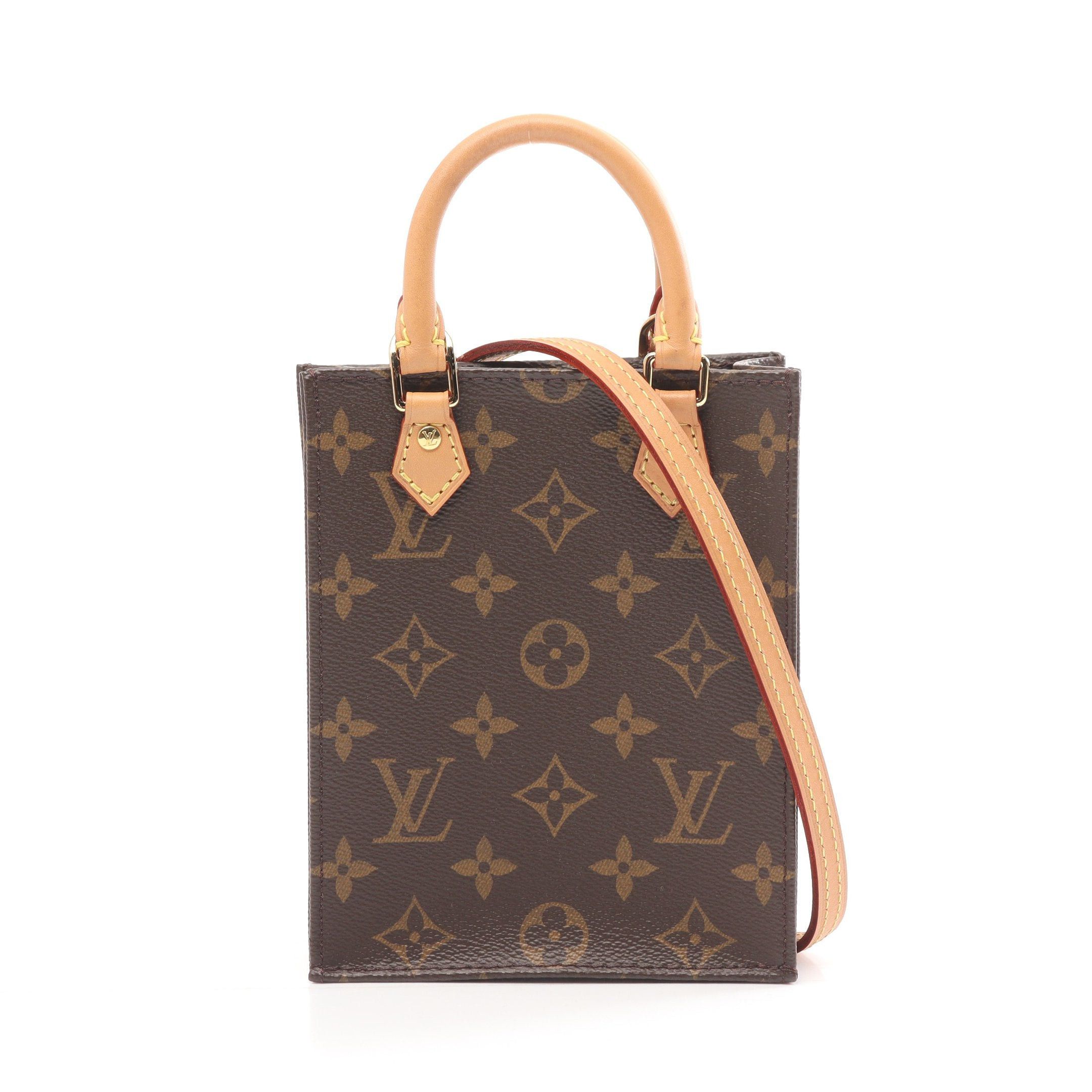 Louis Vuitton Louis Vuitton Petite Sac Plat Monogram Handbag Leather Brown Size ONE SIZE - 1 Thumbnail