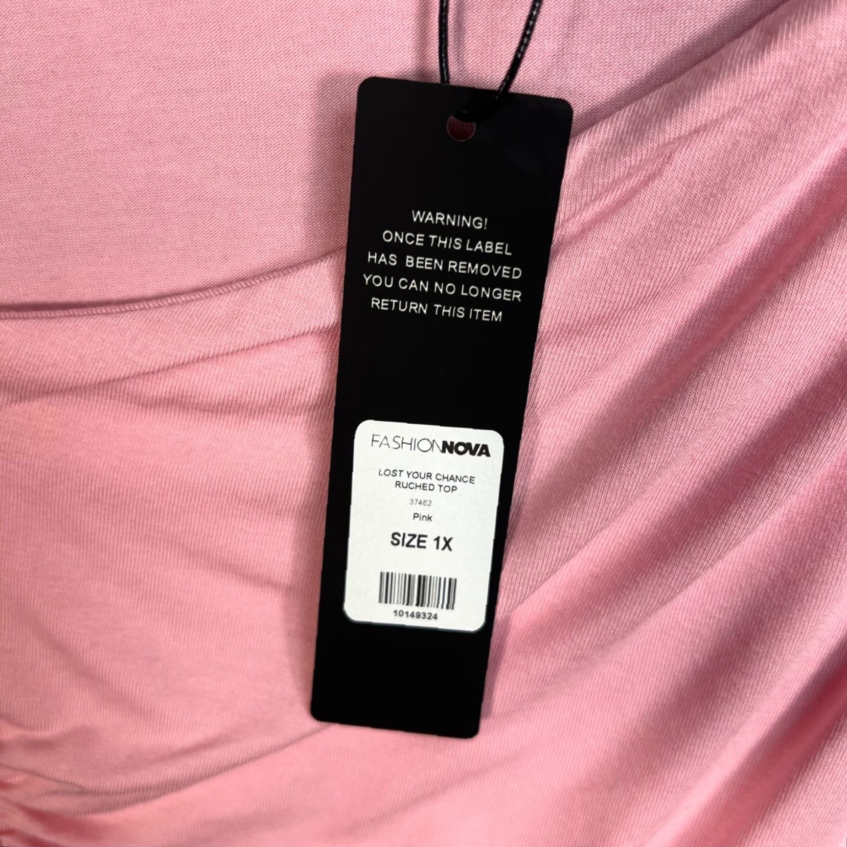 Fashion Nova VINTAGE Fashion Nova Top Womens 1X Pink Cropped Long Sleeve Ruched SolidNY Size XL / US 12-14 / IT 48-50 - 4 Thumbnail