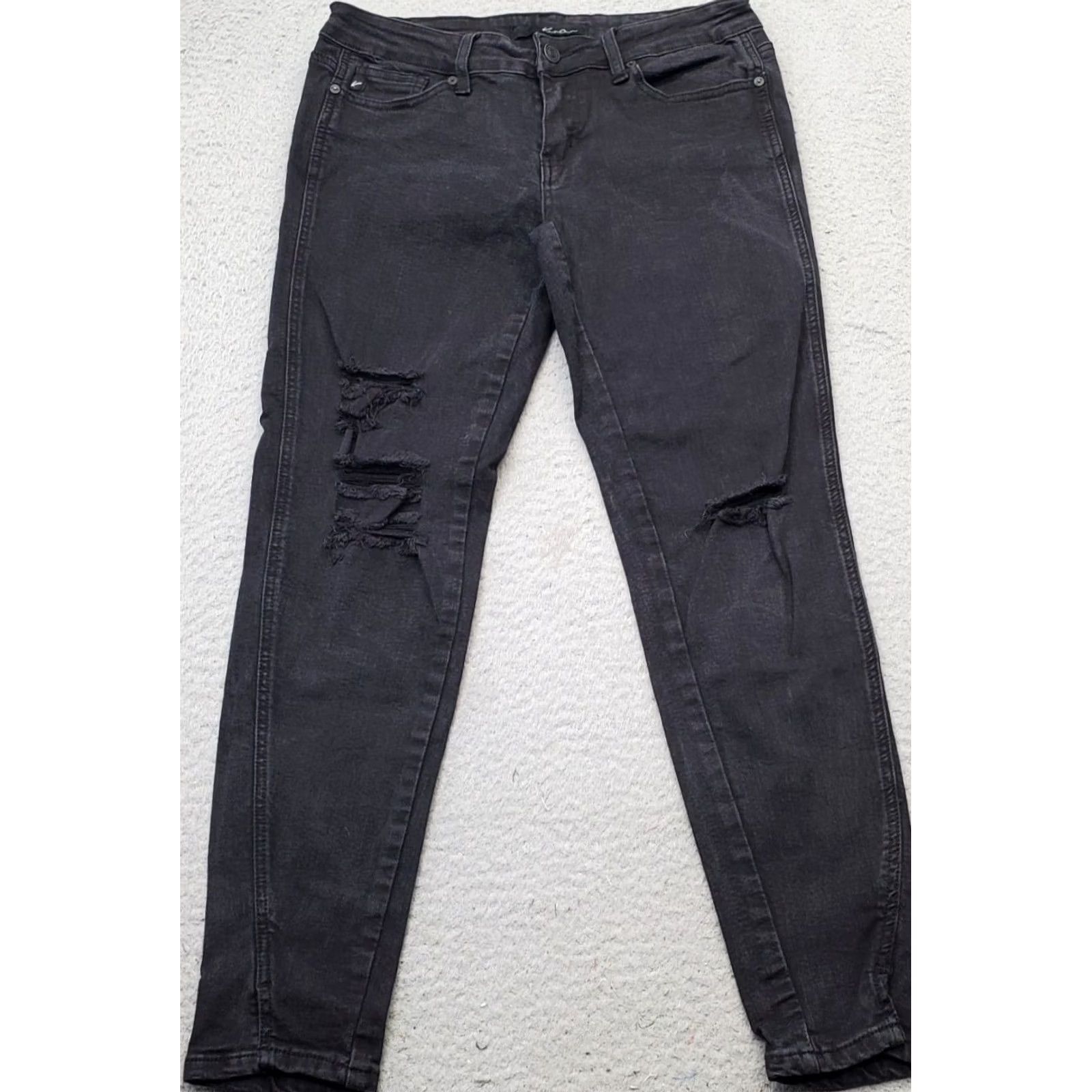 Vintage KanCan Skinny Jeans Women Size 28 Black Dark Wash 5-Pocket Design Distressed Pants Size 28" / US 6 / IT 42 - 2 Thumbnail