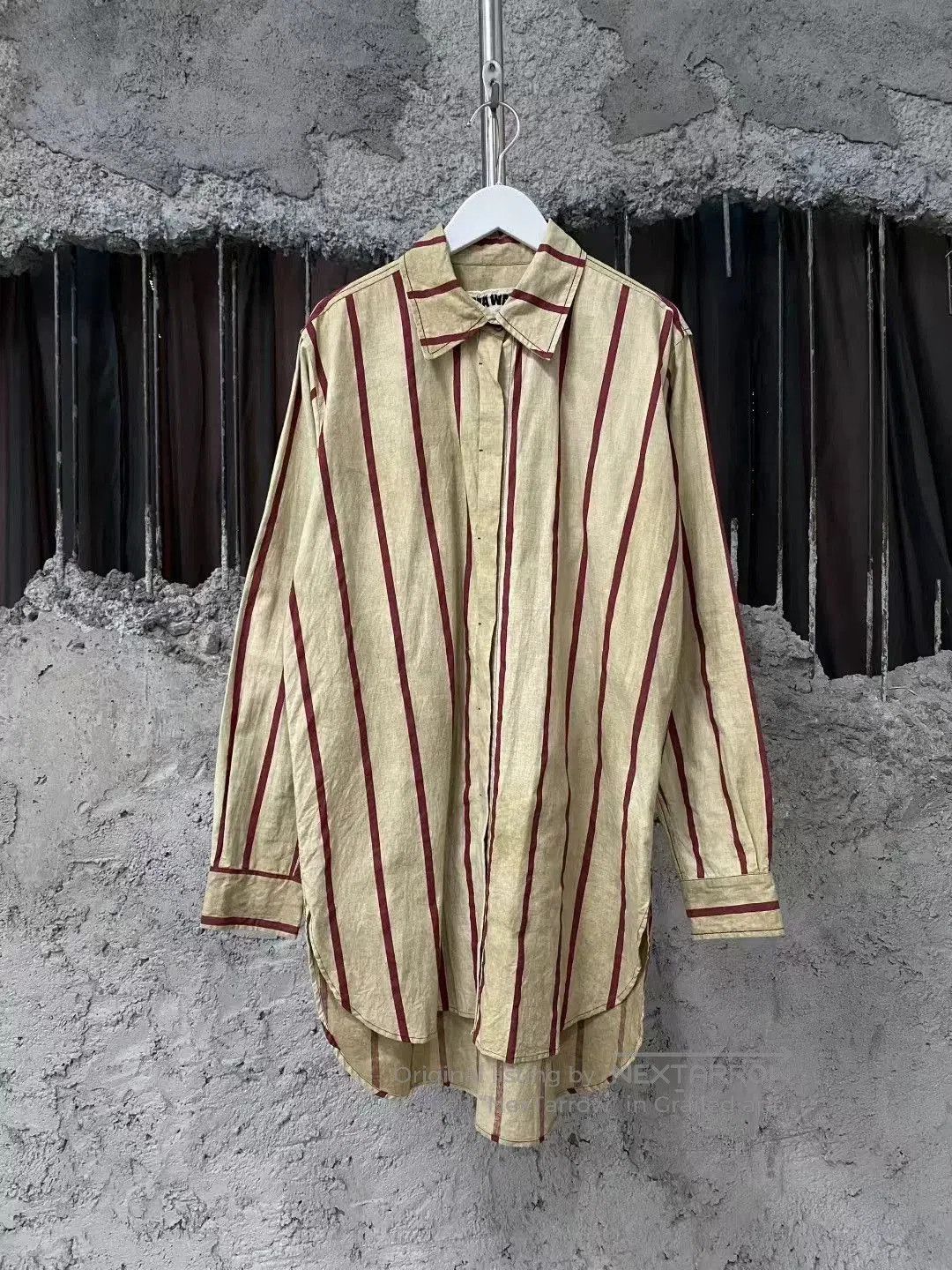 Uma Wang Uma Wang Brown Vertical Stripe Oversized Shirt. Size M / US 6-8 / IT 42-44 - 1 Thumbnail