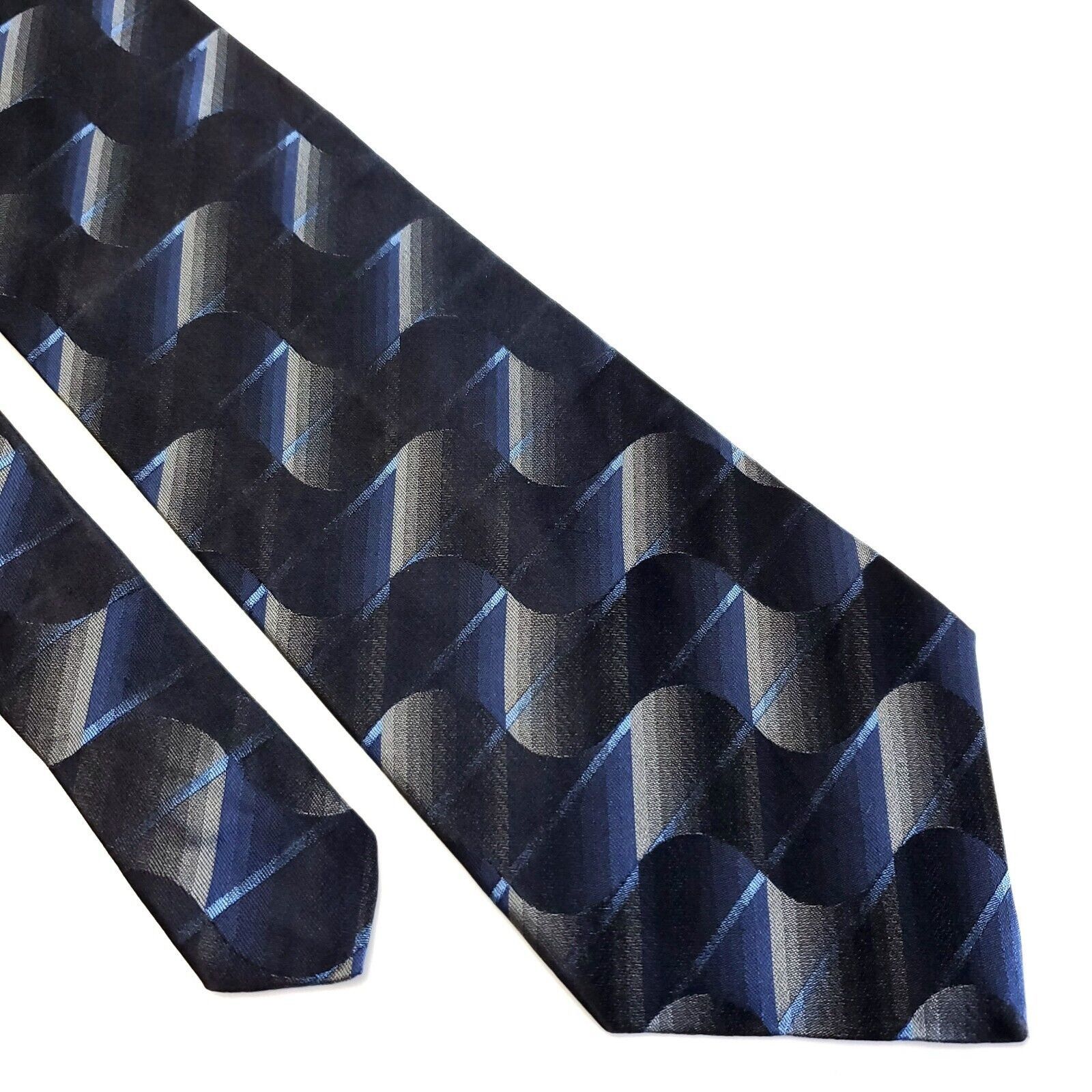Stafford Stafford Executive Gray Blue Woven Abstract Short Wide Silk Size ONE SIZE - 1 Thumbnail
