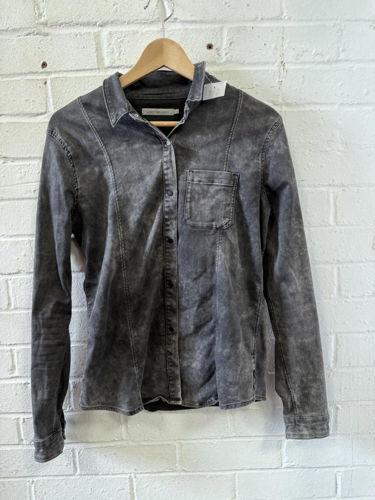 Calvin Klein Women's Black Washed Denim Jacket Size L / US 10 / IT 46 - 1 Thumbnail