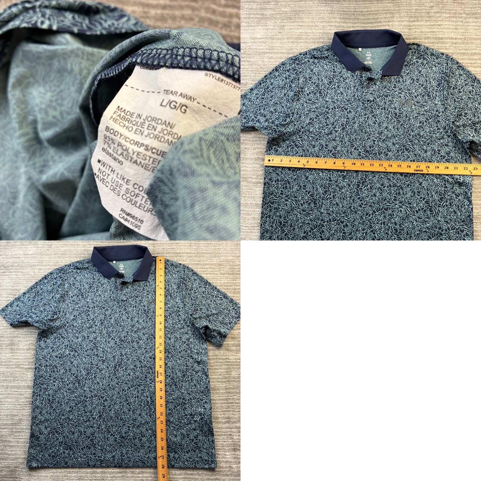 Under Armour Under Armour Polo Shirt Mens Large Blue Golf All Over Print Printed Performance Shirt Size US L / EU 52-54 / 3 - 8 Thumbnail
