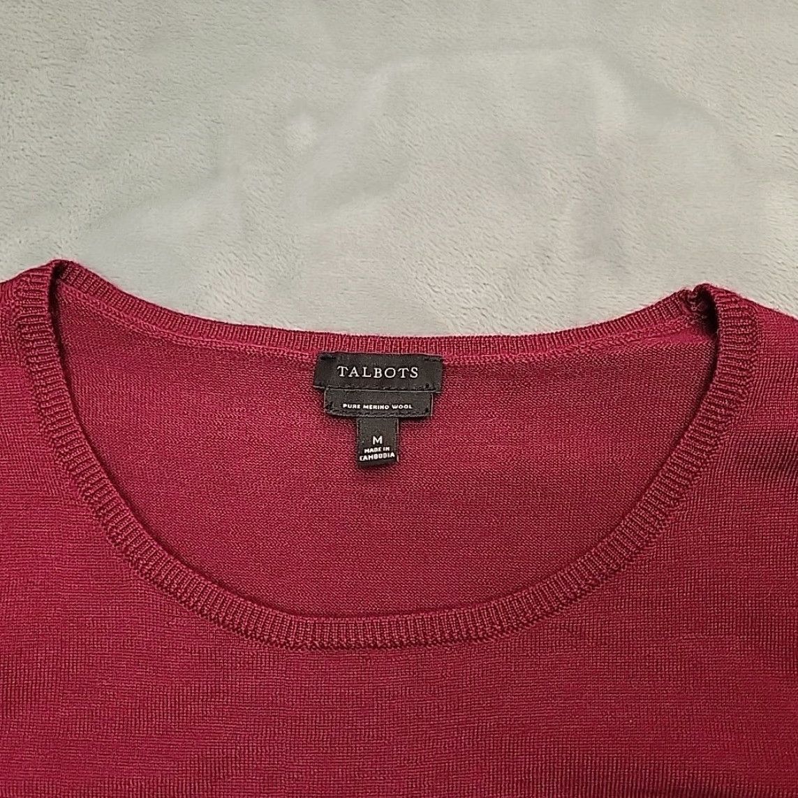 Talbots Talbots Sweater Womens Medium Purple 100% Merino Wool Crew Neck Pullover Knit Ribbed Solid Casual Womens Size M / US 6-8 / IT 42-44 - 2 Thumbnail