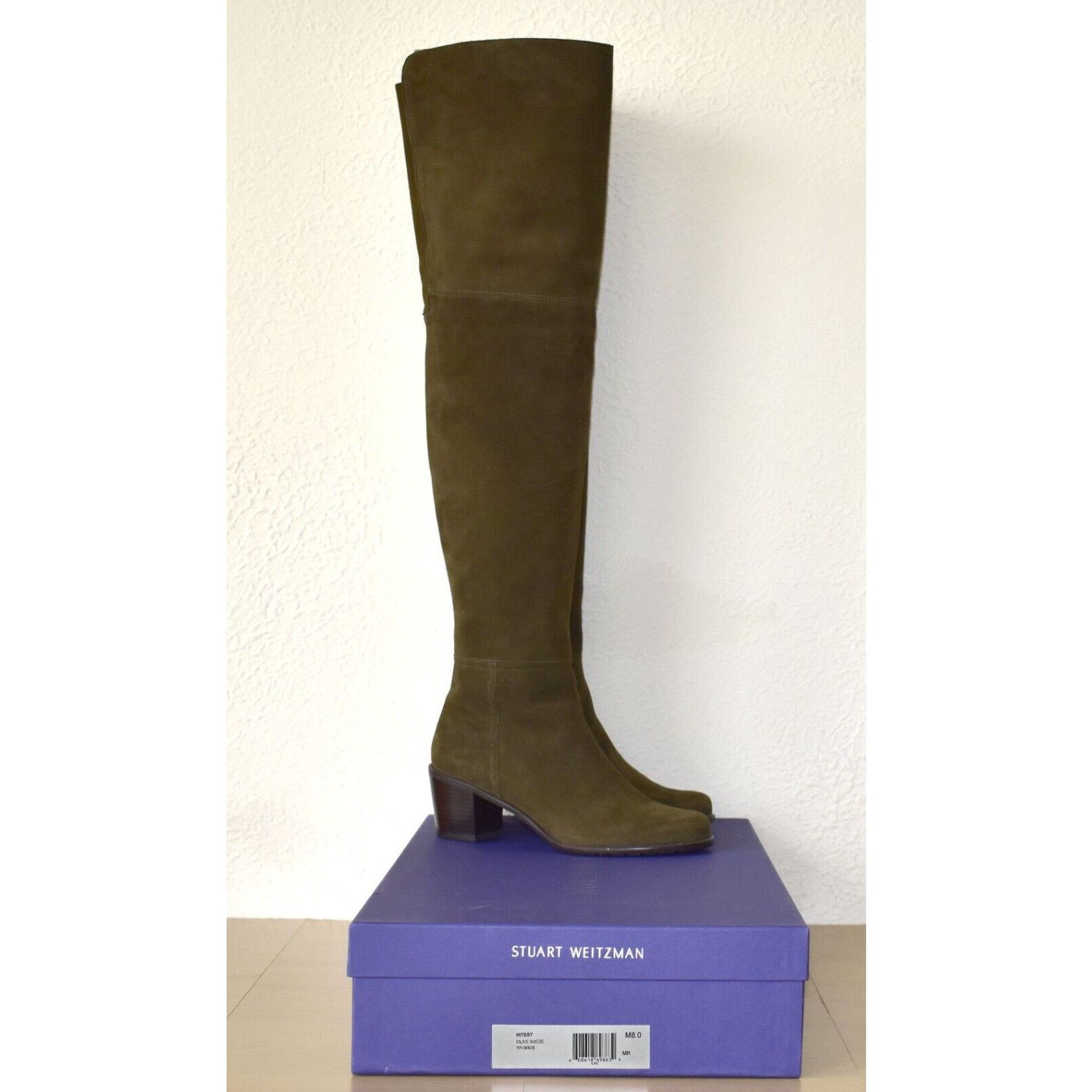 Stuart Weitzman NIB STUART WEITZMAN Hitest Olive Suede Over The Knee Boots 8 Size US 8 / IT 38 - 3 Thumbnail