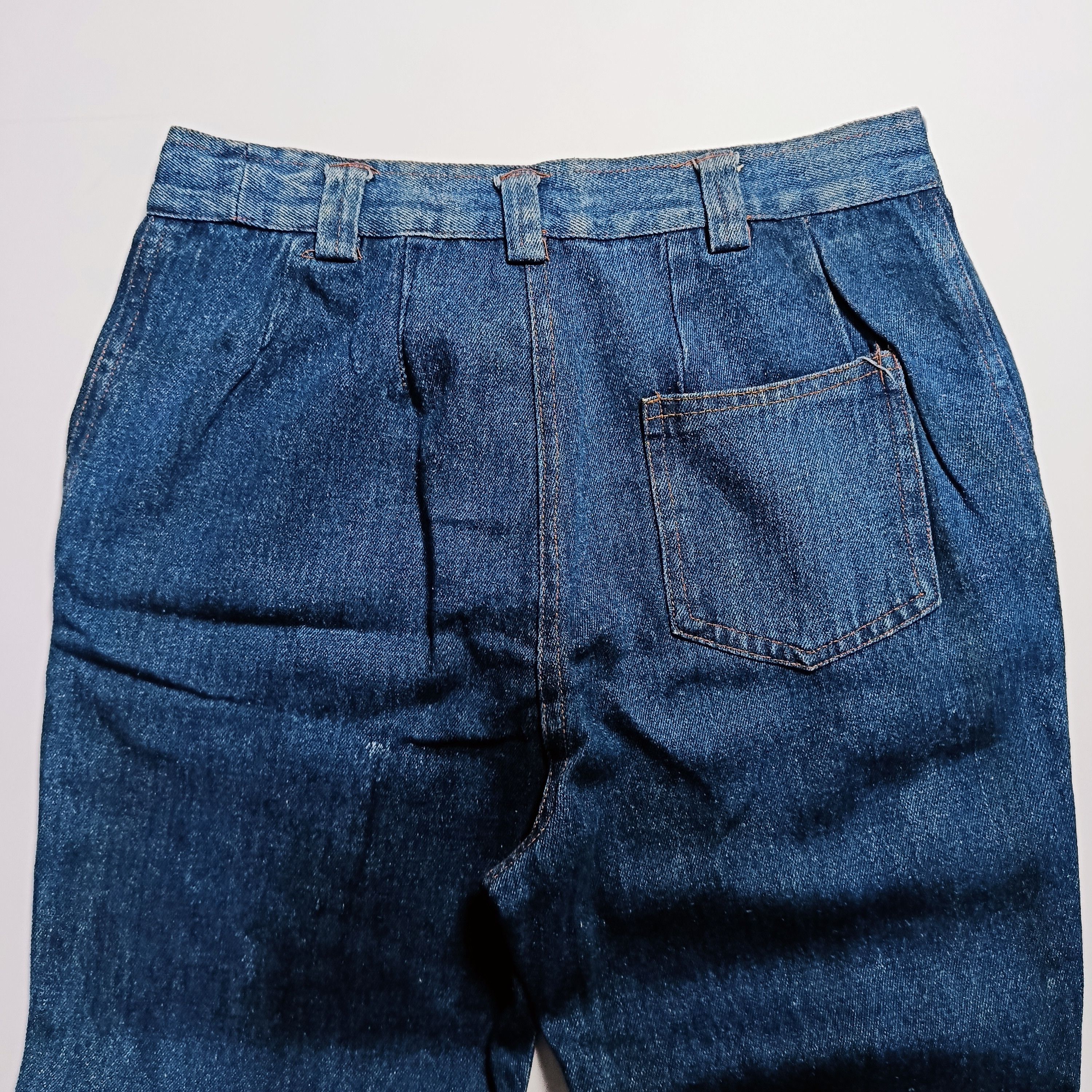 Vintage 1970s Japanese Pleated Denim Work Trousers Size US 29 - 4 Thumbnail