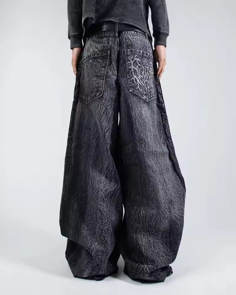 Japanese Brand Thorn Distressed Butterfly Baggy Denim Jeans Size US 31 - 2 Thumbnail