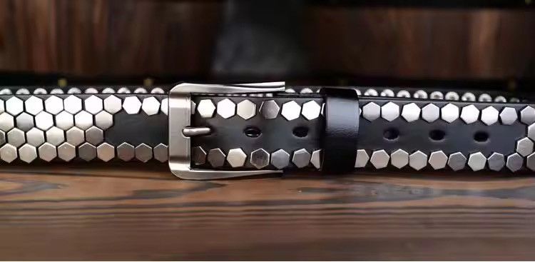 Leather 115 cm Rivet Studded Belt Size ONE SIZE - 2 Thumbnail