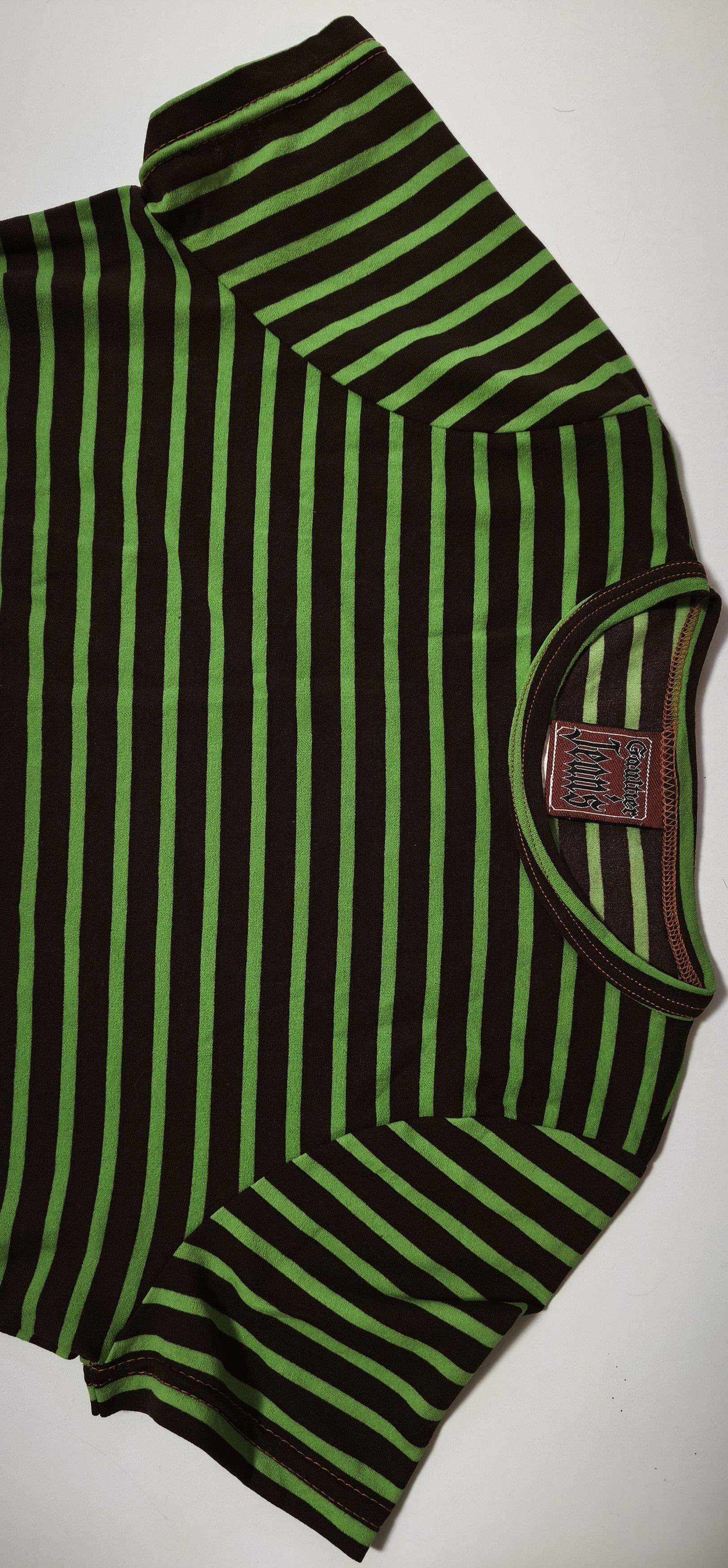 Jean Paul Gaultier Year: 1997 - Green and dark Brown stripes top Size S / US 4 / IT 40 - 21 Thumbnail