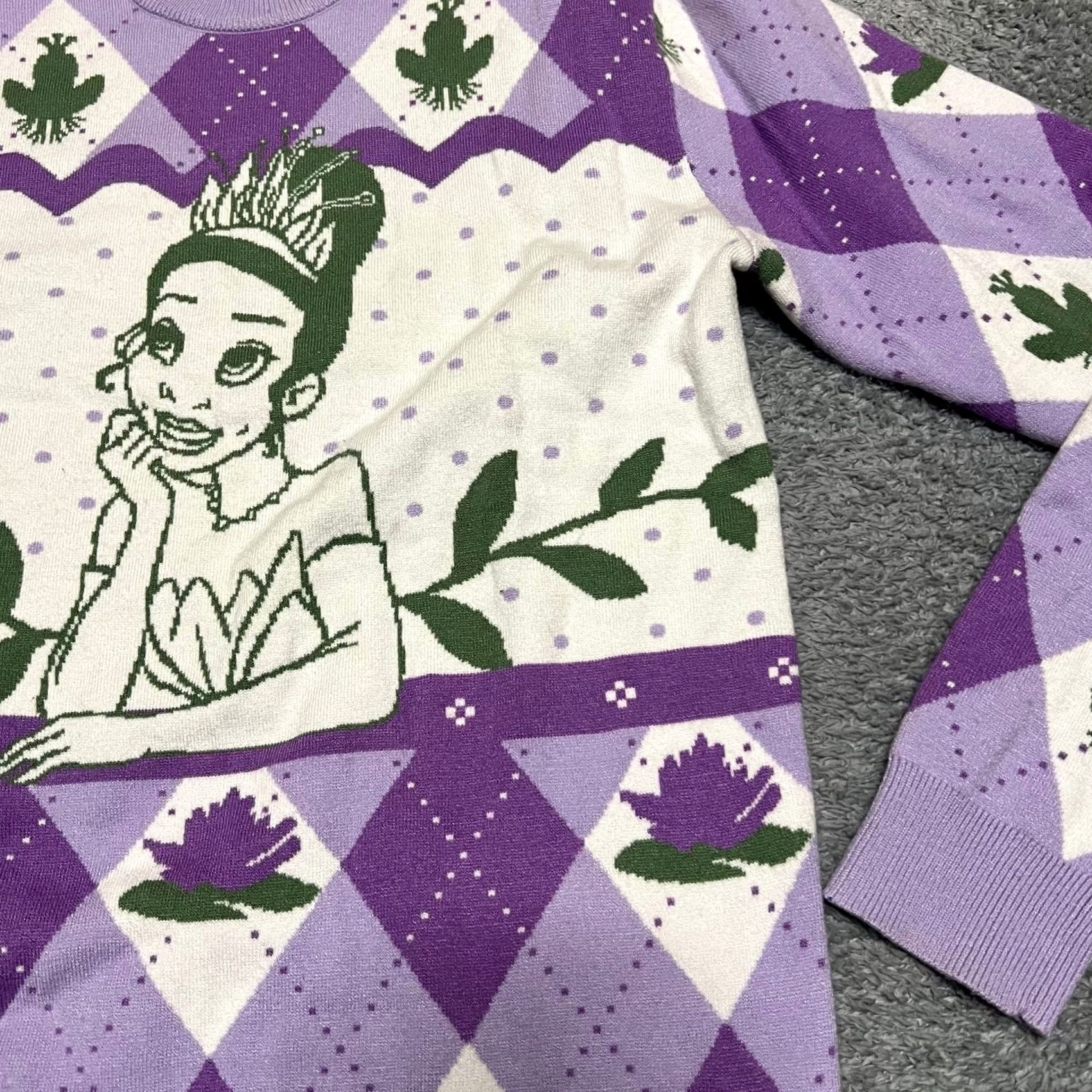 Disney Disney Princess Tiana Princess & the Frog Argyle Sweater Purple Womens XXS Size XXS / US 00 / IT 34 - 2 Thumbnail