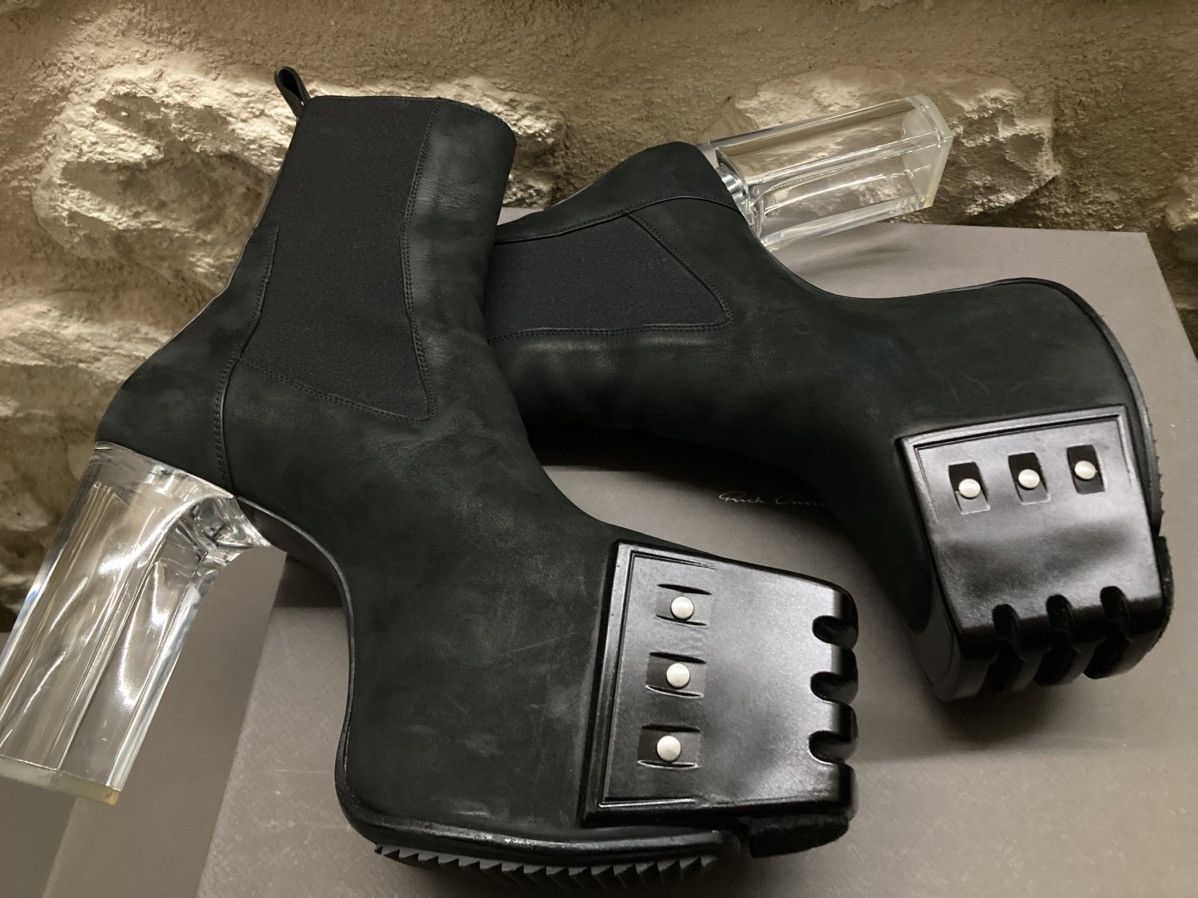 Rick Owens Black Kiss Grilled Platform Suede Heel Boots Size US 9 / EU 42 - 11 Thumbnail